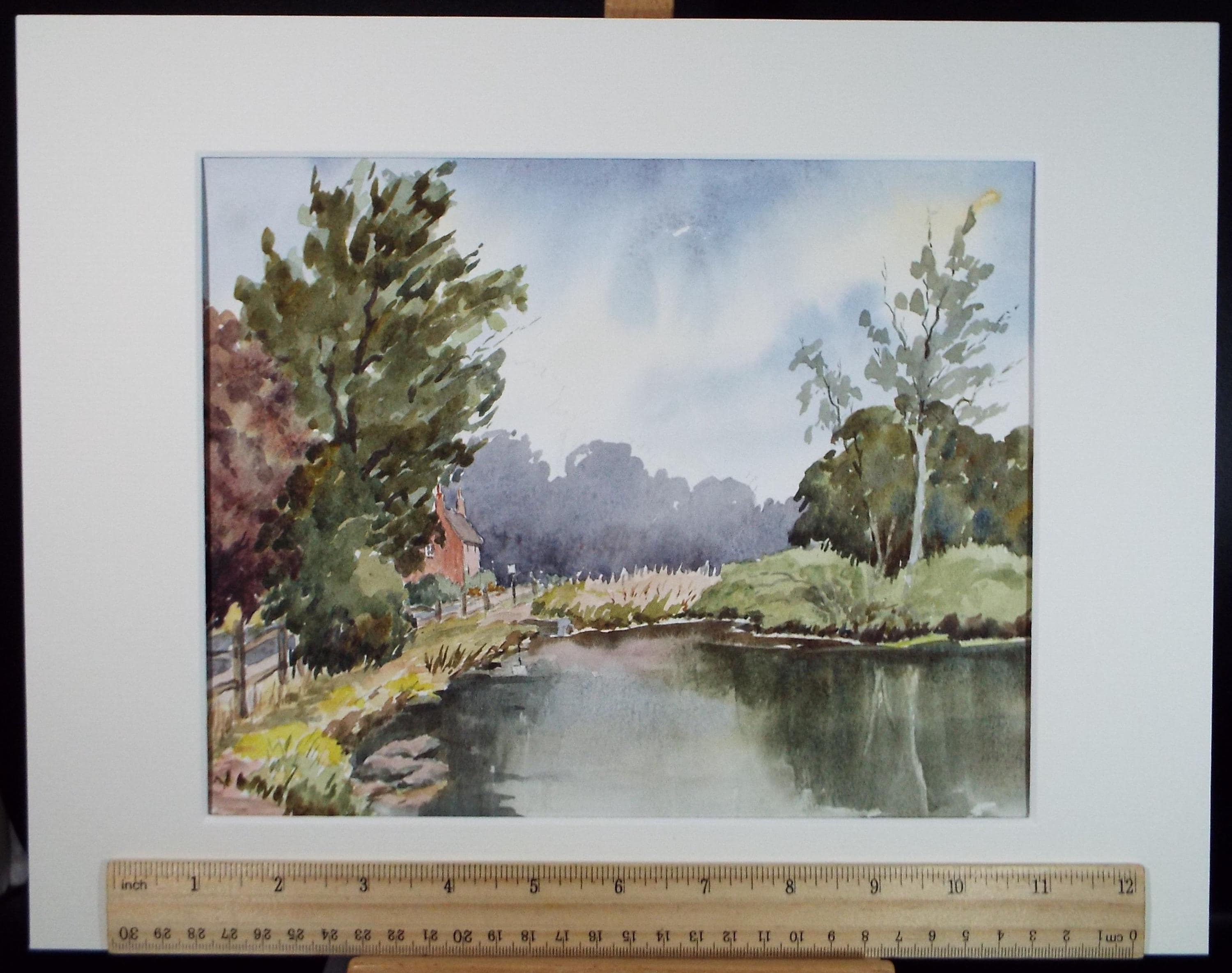 Original Watercolour, 'The pond, Ditchling', Dated 1988, Unknown artist