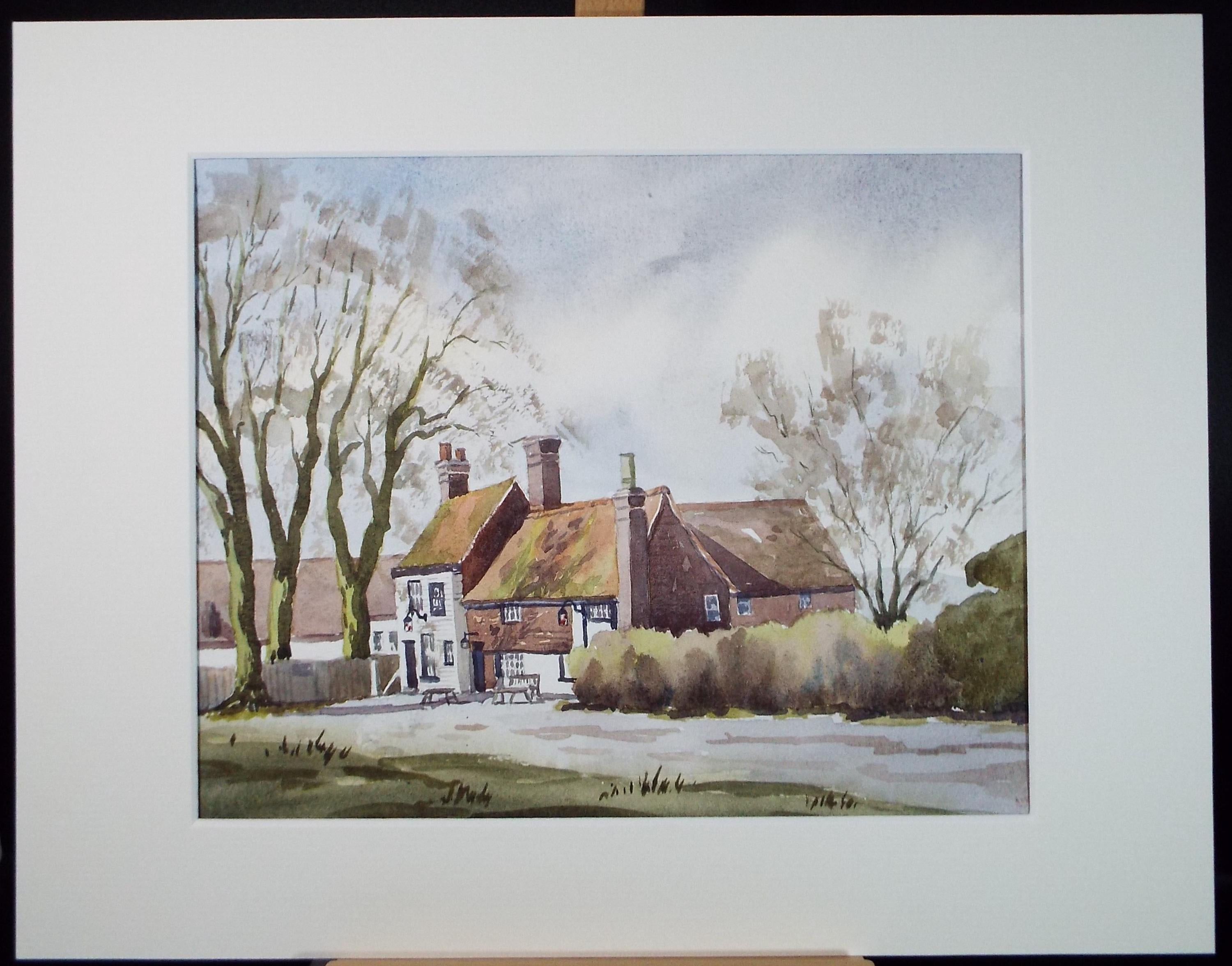 Original Watercolour, 'Country Pub', Circa 1980's, Artist Unknown