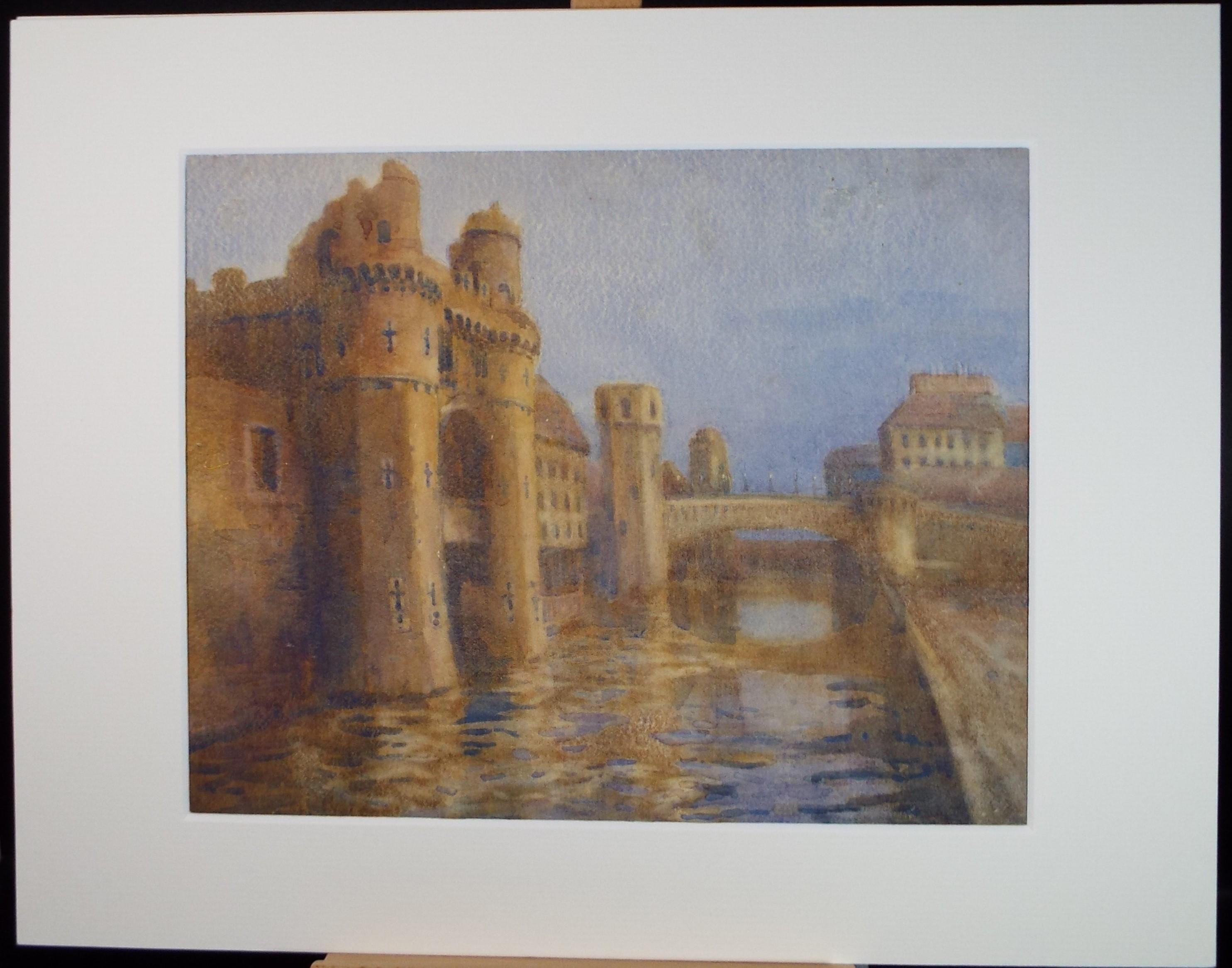 Original Watercolour, 'The Castle Moat', Artist Unknown, circa 1900