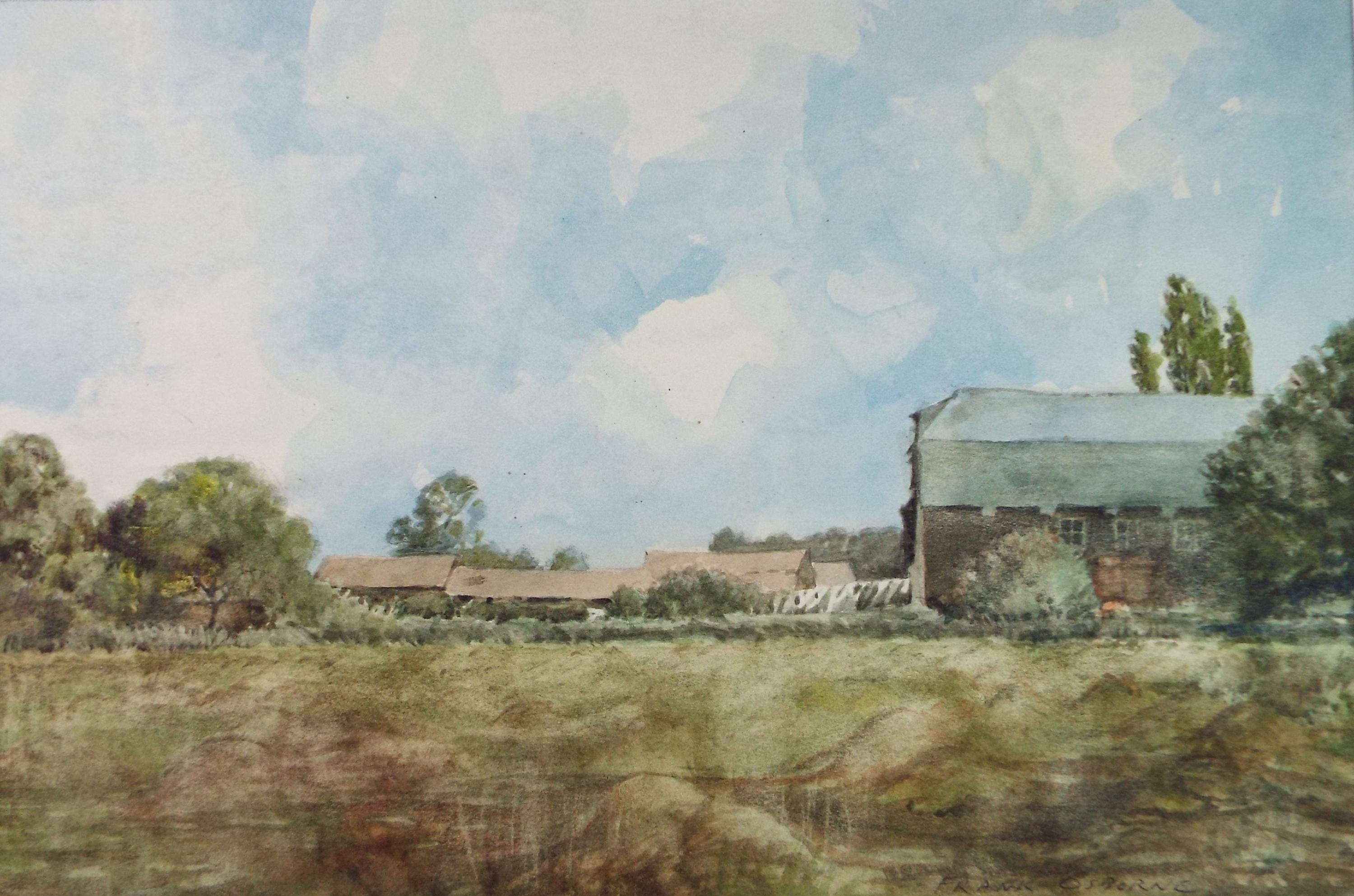 Original Watercolour,'Farmstead ', Artist Unknown, Circa 1930's