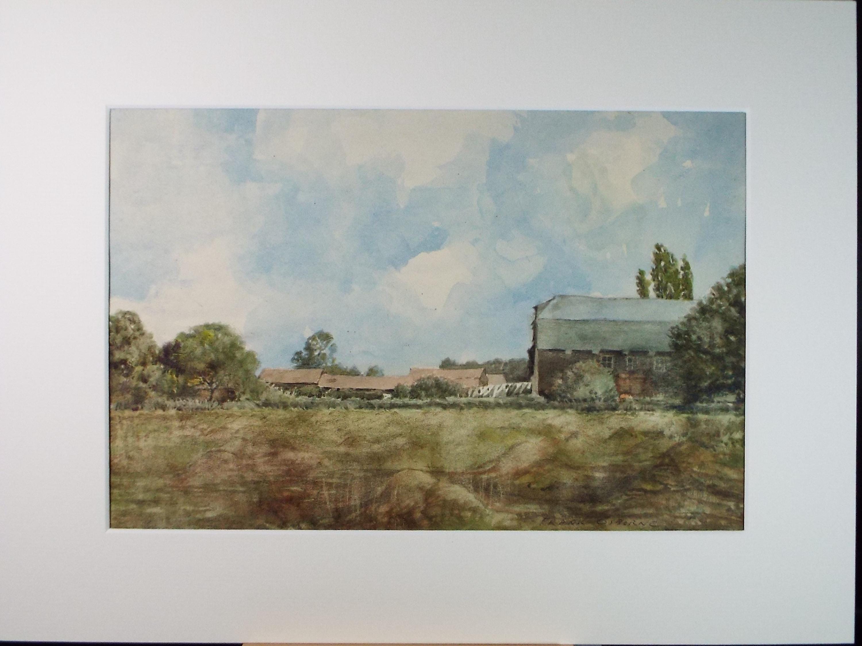 Original Watercolour,'Farmstead ', Artist Unknown, Circa 1930's