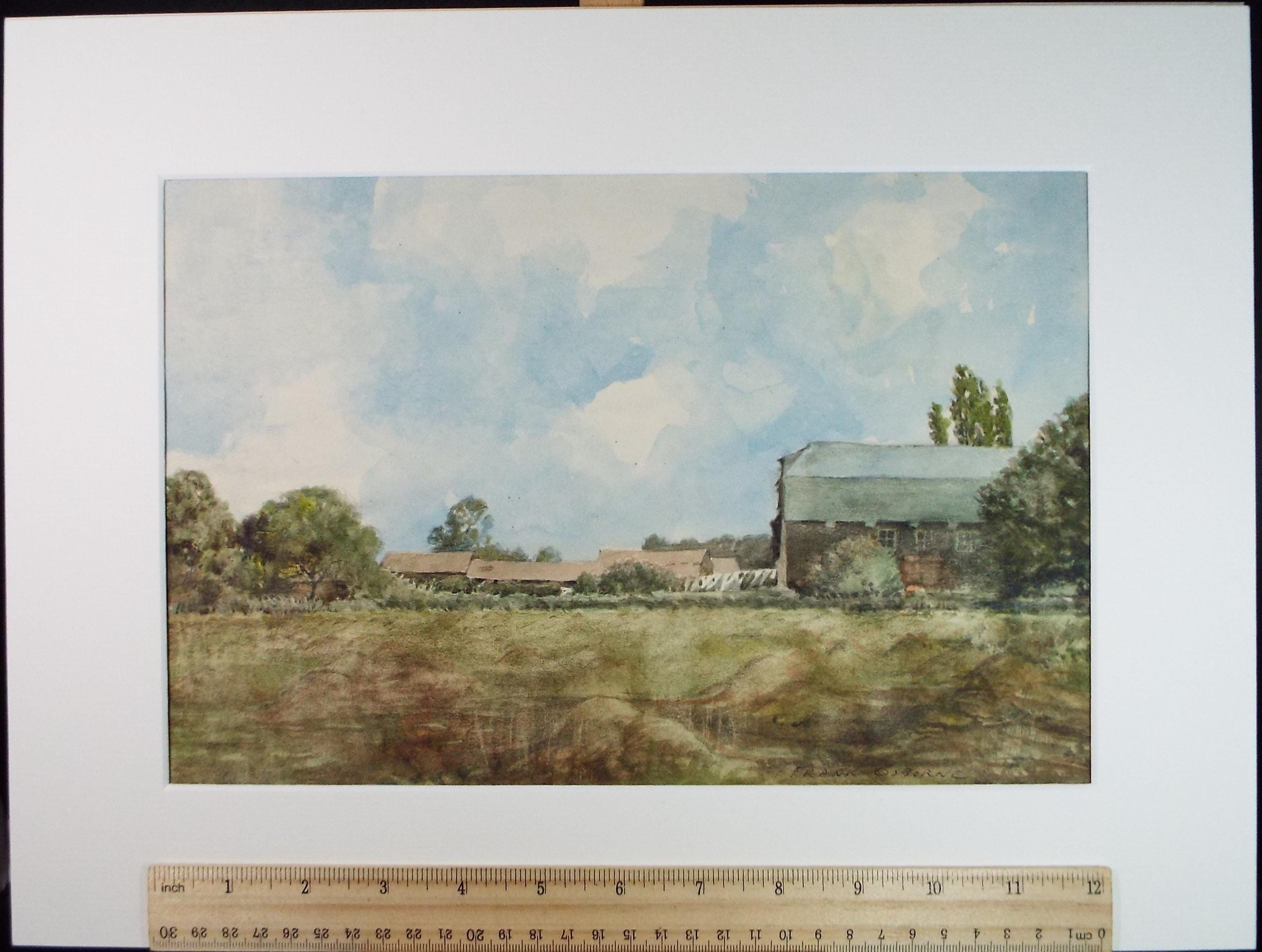 Original Watercolour,'Farmstead ', Artist Unknown, Circa 1930's