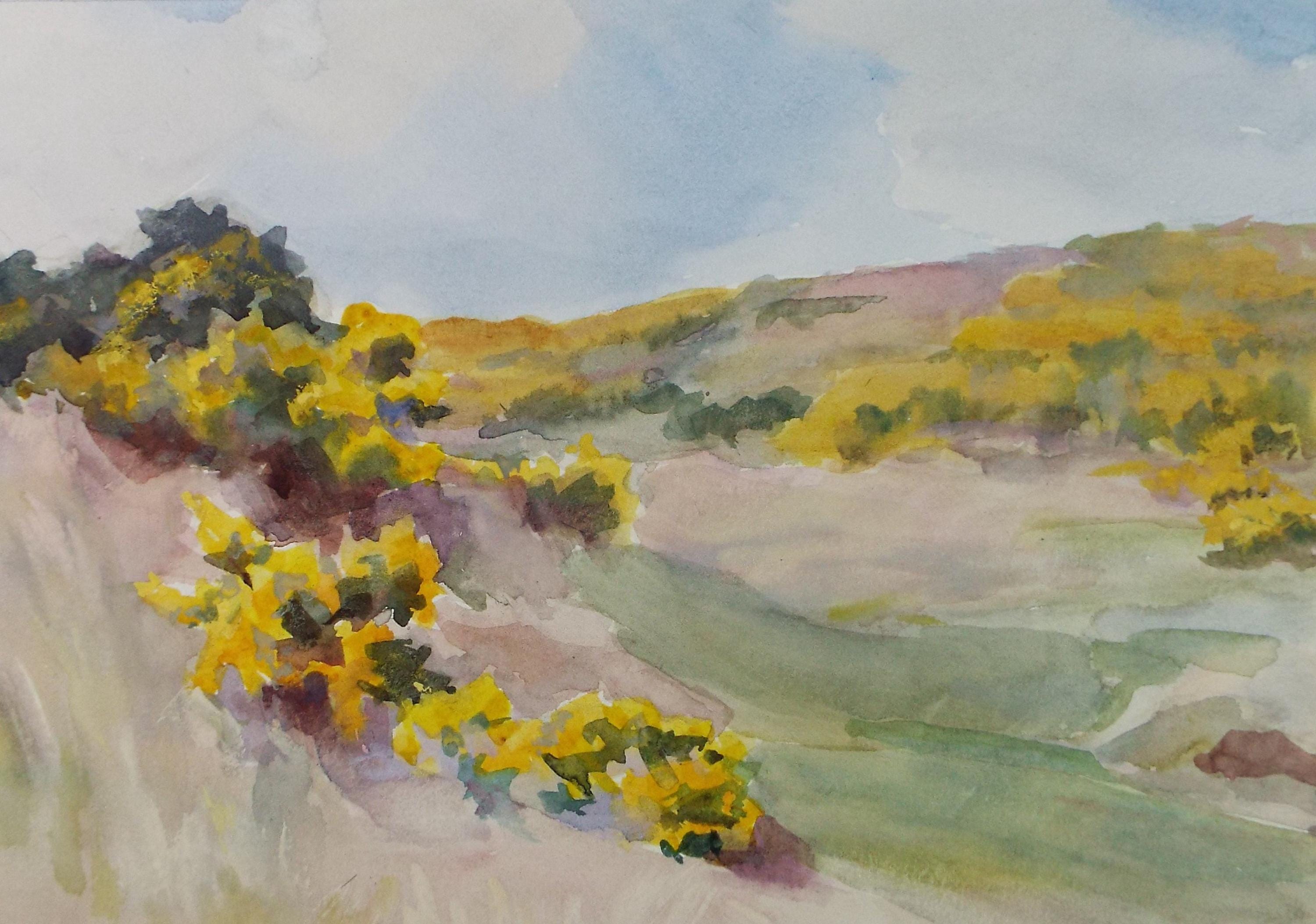 Original Watercolour, 'Gorse on the Common', Circa 1920's, Artist Unknown