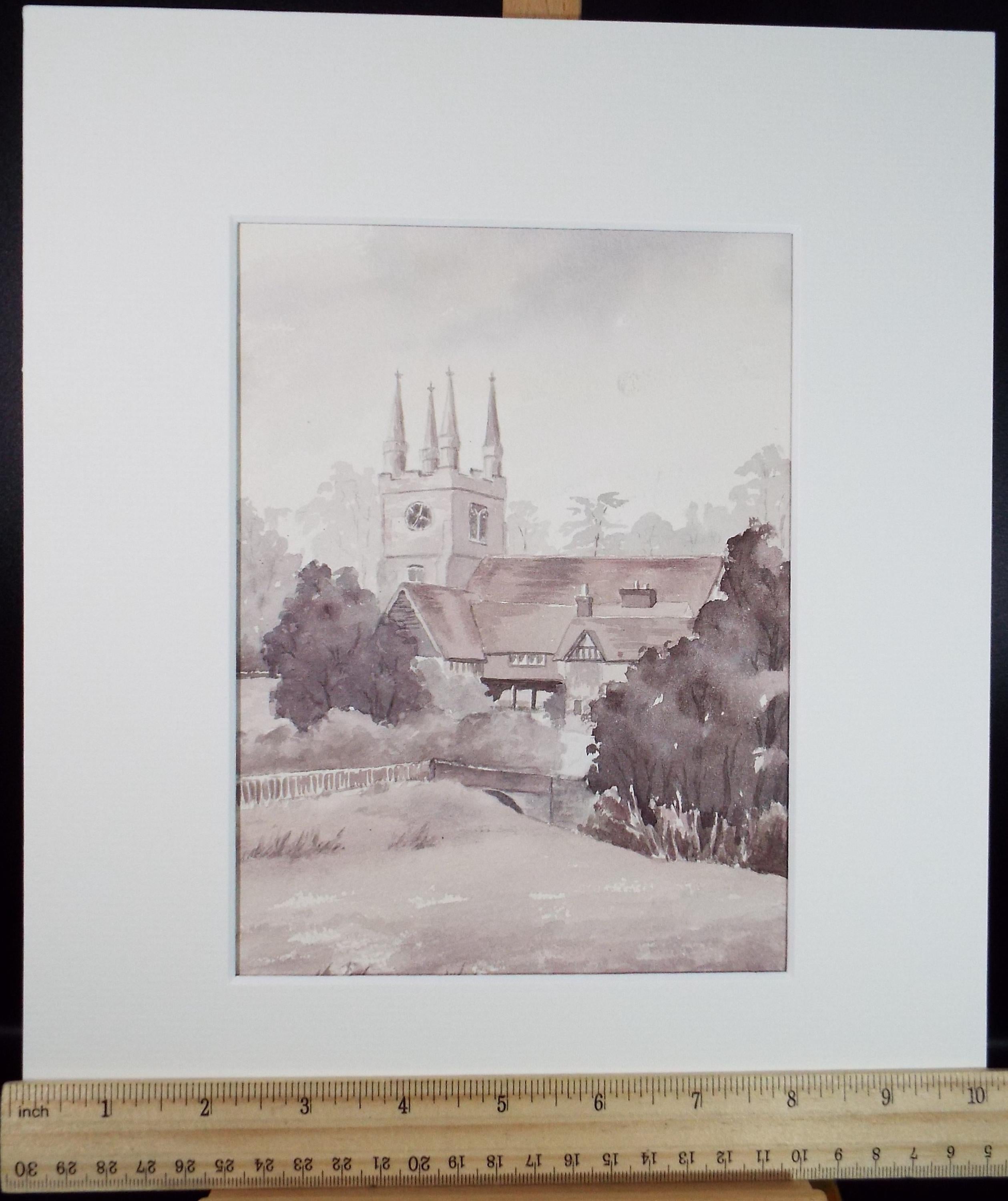 Original Watercolour, 'Sussex Church', Dated 1975, M Saliba