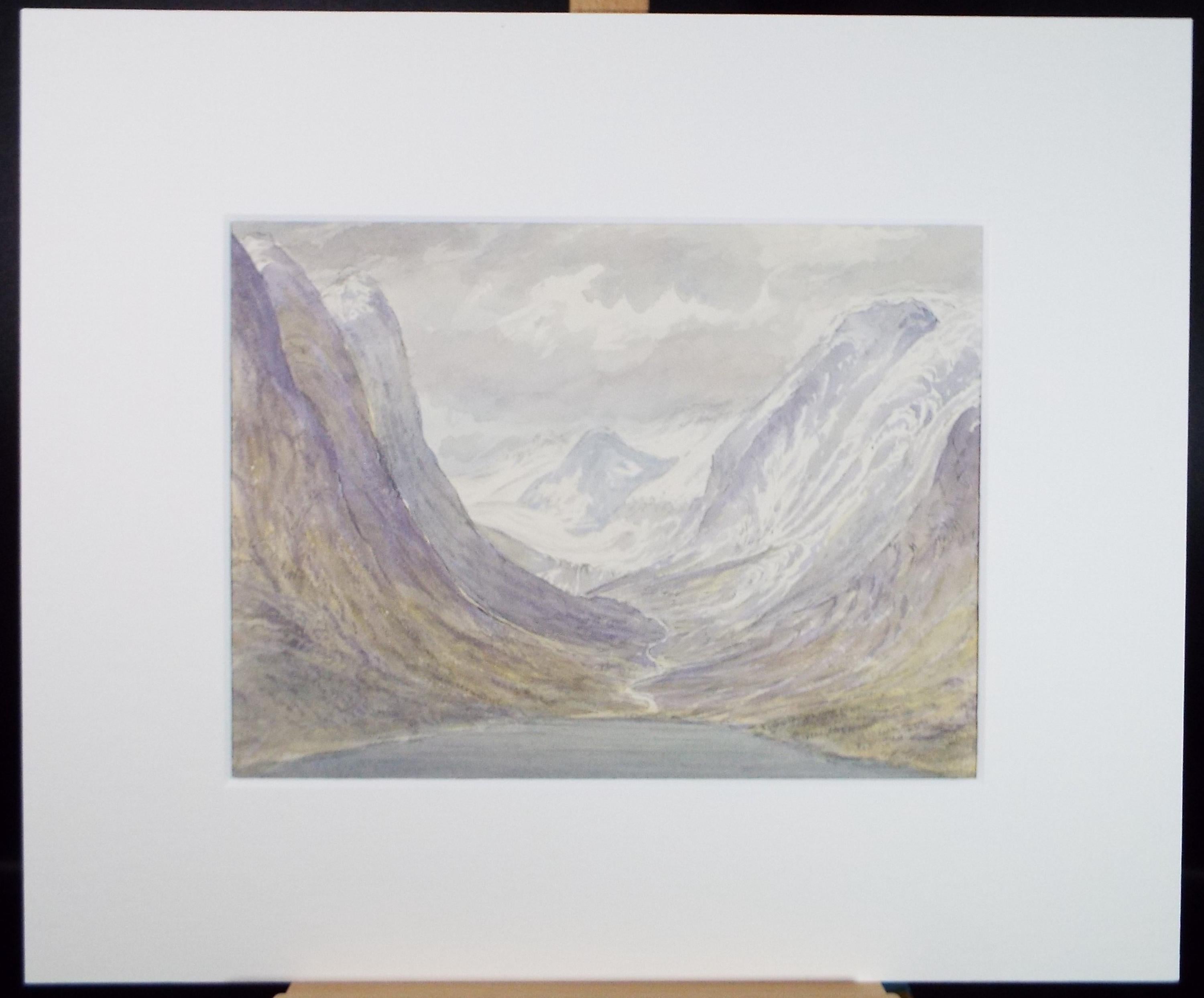 Original Watercolour, 'Jostedal Glacier', Artist Unknown, circa 1930's