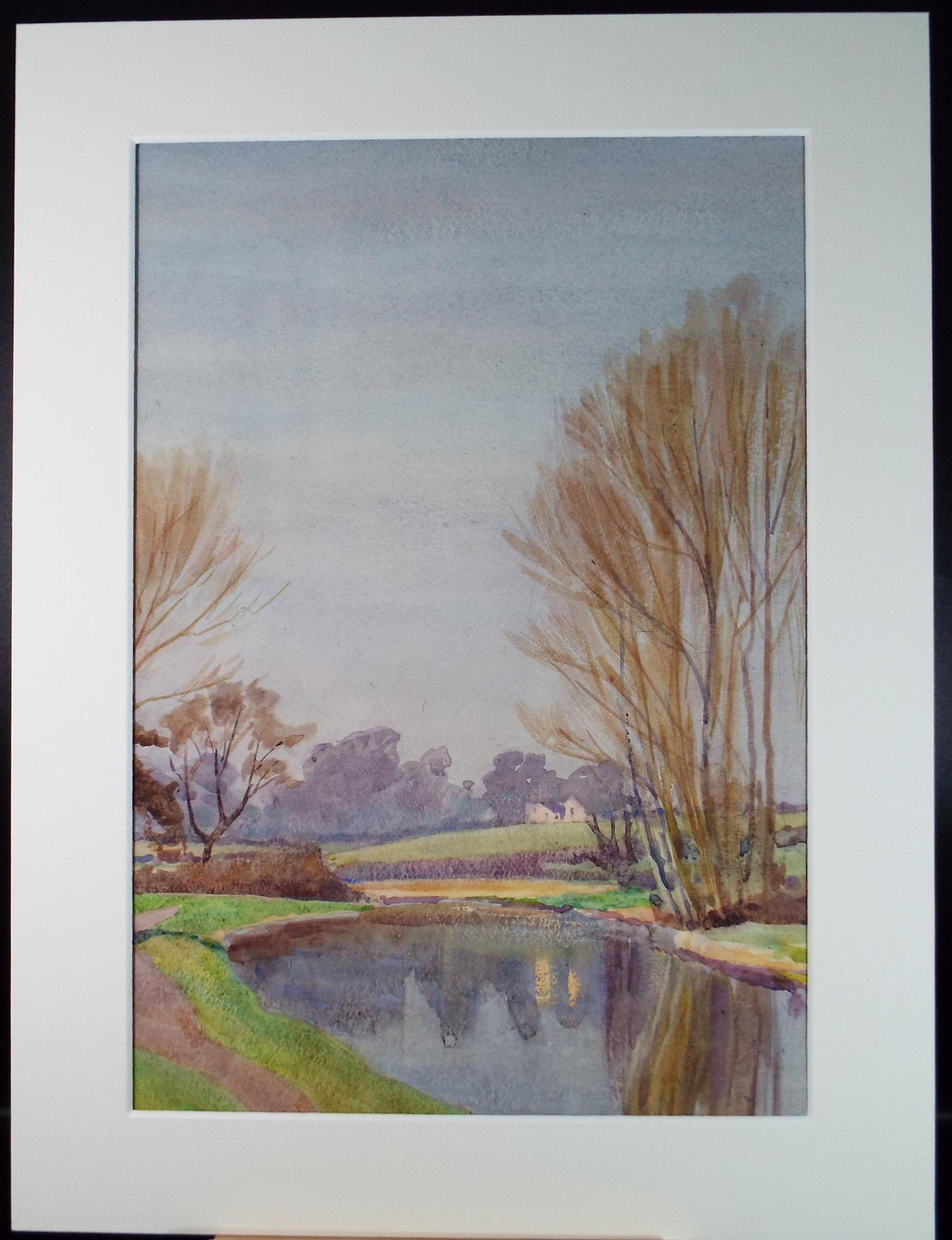 Original Watercolour, 'River Landscape', Circa 1920's, Artist Unknown