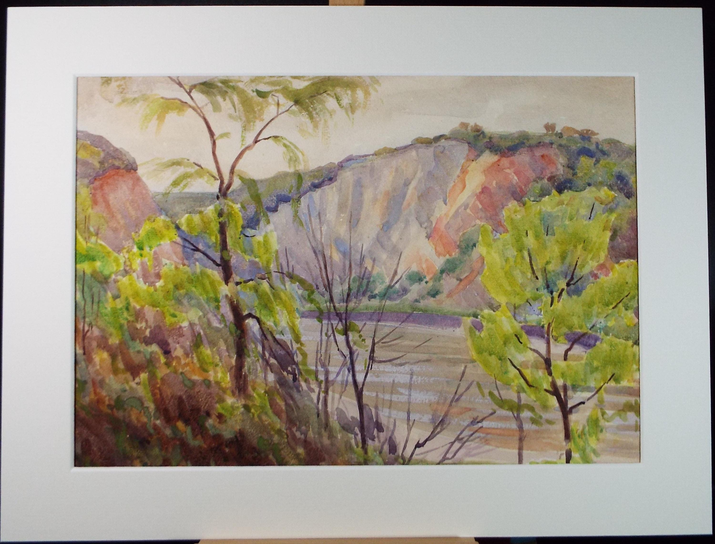 Original Watercolour, 'River Valley', Circa 1920's, Artist Unknown