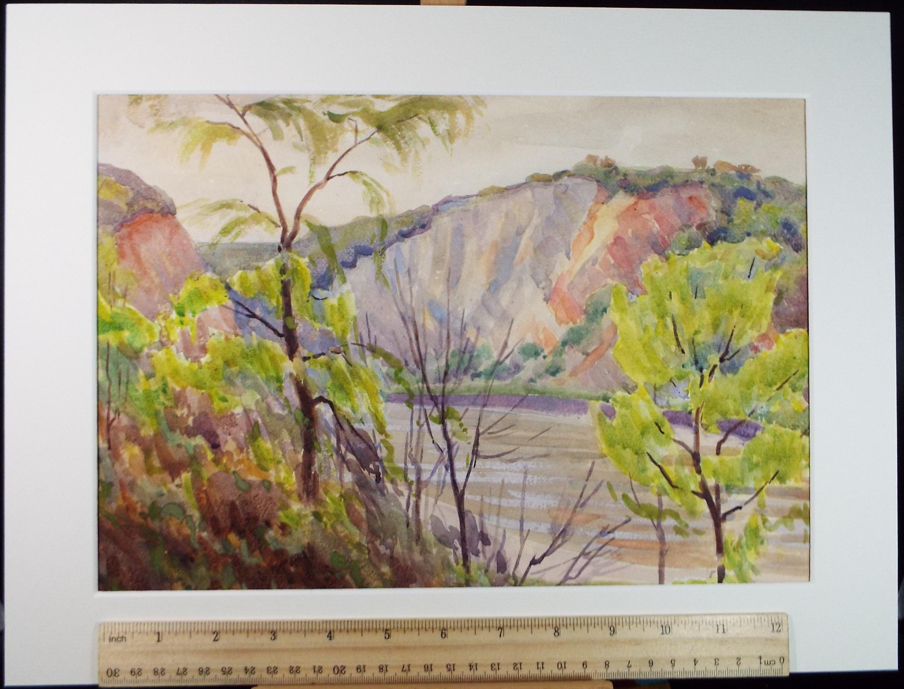 Original Watercolour, 'River Valley', Circa 1920's, Artist Unknown