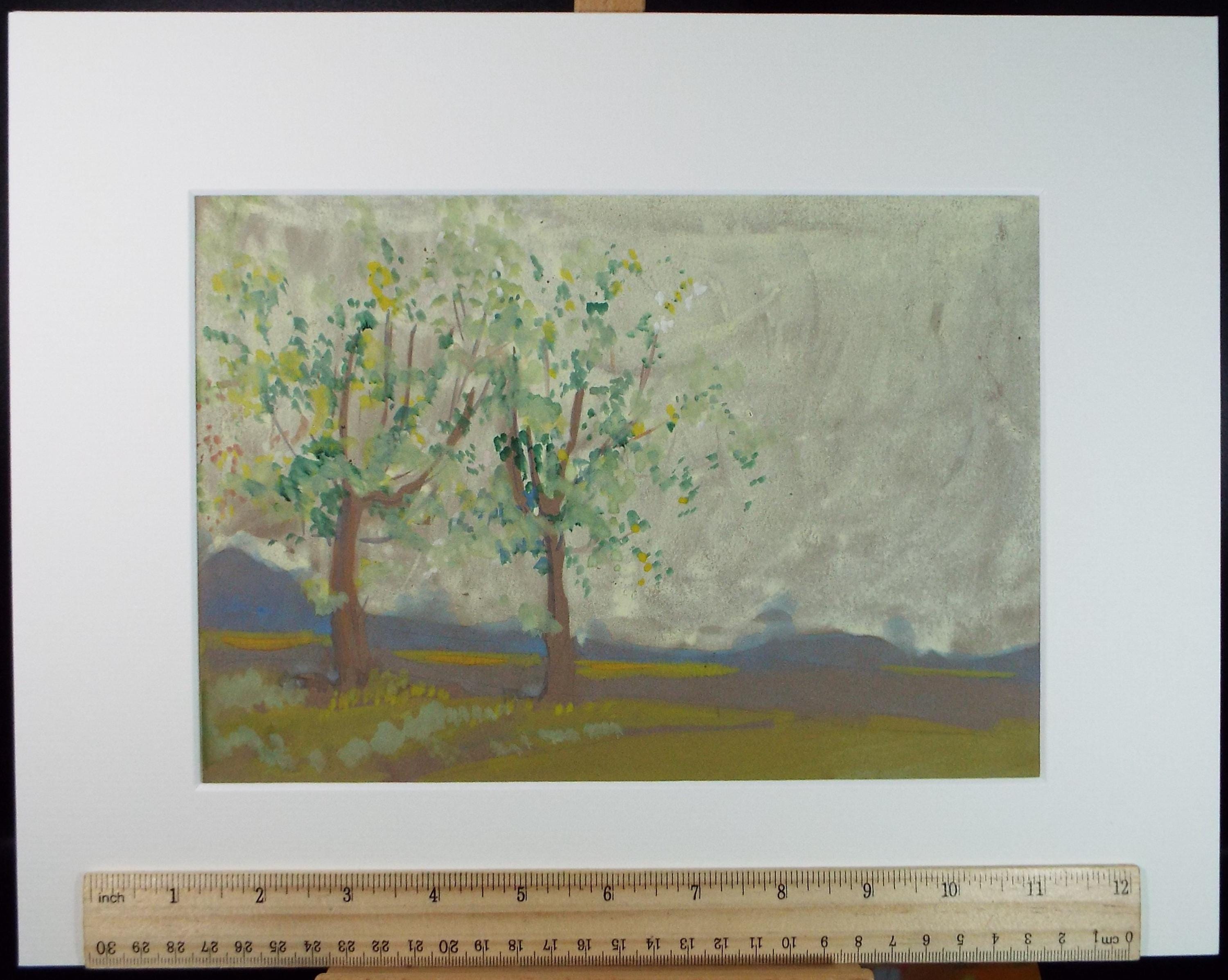 Original Watercolour on Paper, 'Spring Landscape', Artist Unknown, Circa 1930