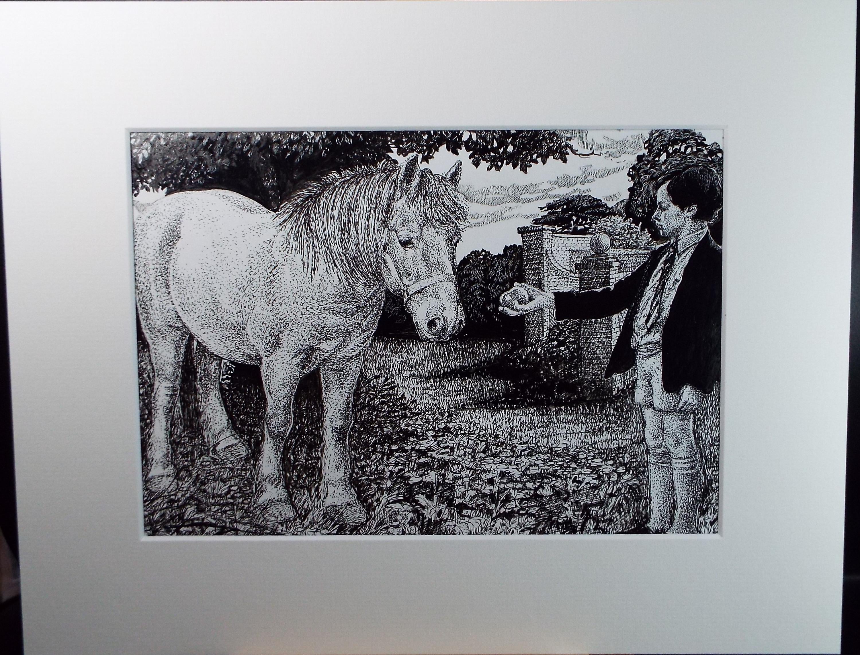 Original ink drawing, 'Muffin', Lorraine Abraham RSMA (1941-2023), Circa 1990's