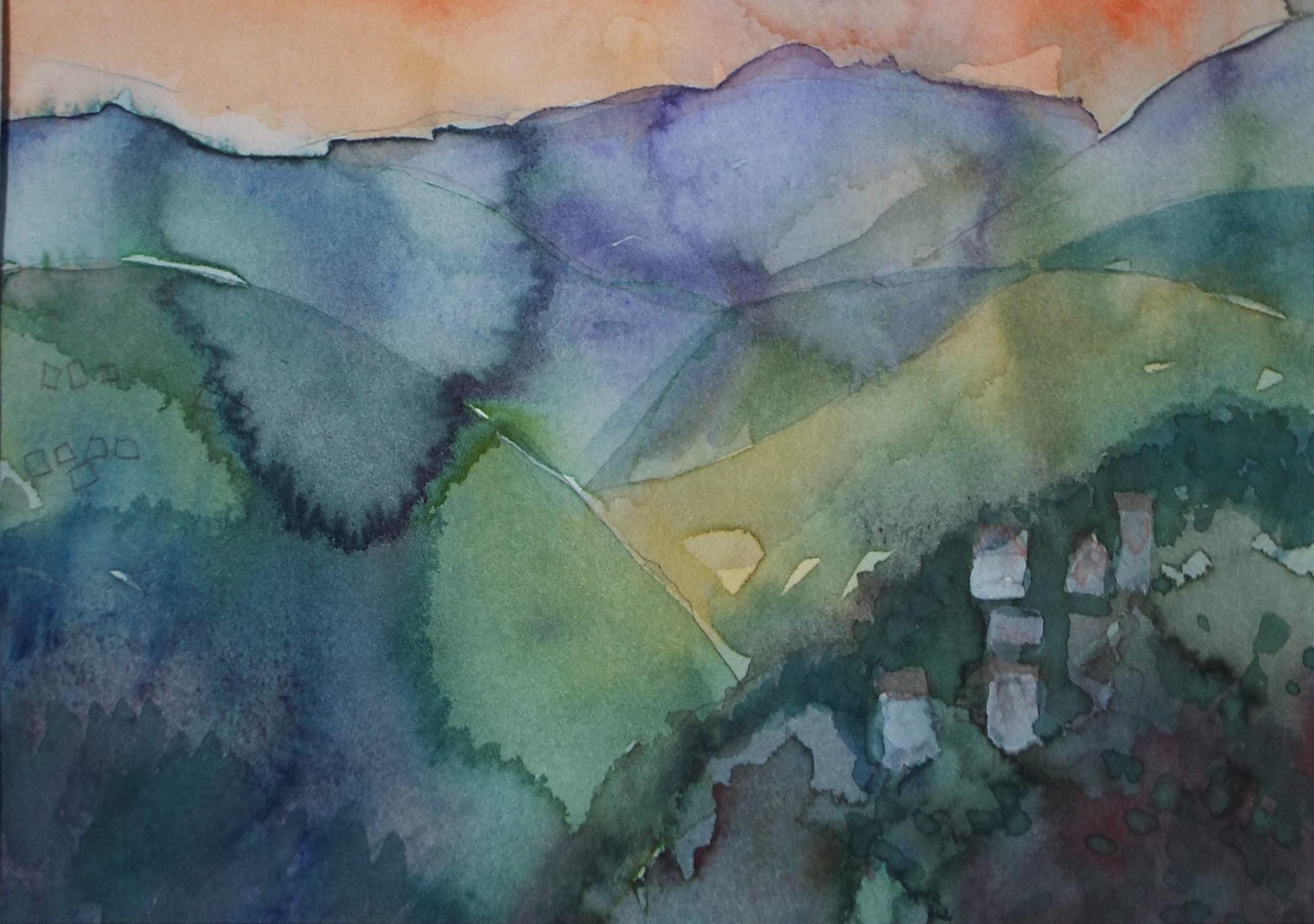 Original Watercolour, 'Impressionist Landscape', Artist Unknown, circa 1990's