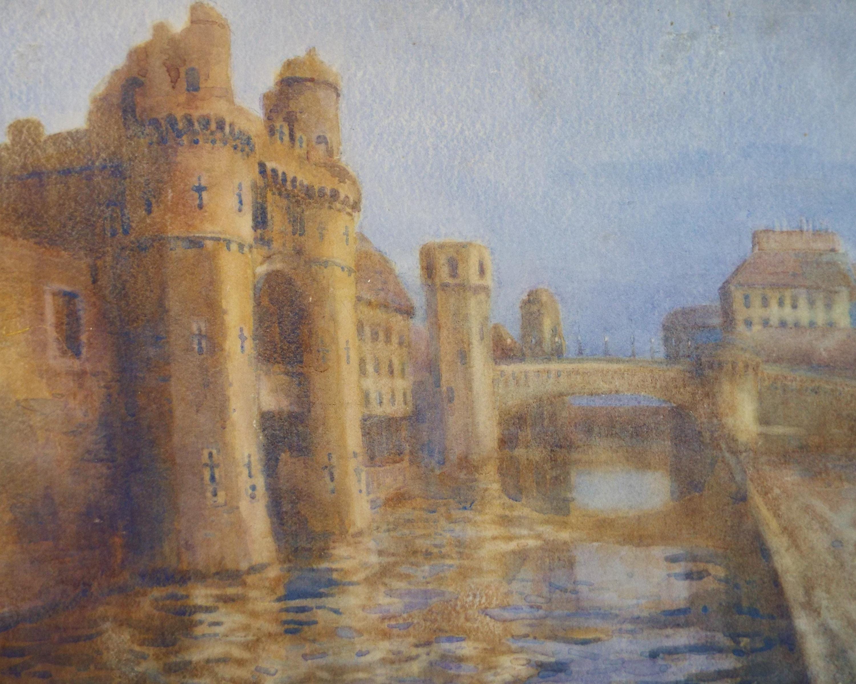 Original Watercolour, 'The Castle Moat', Artist Unknown, circa 1900