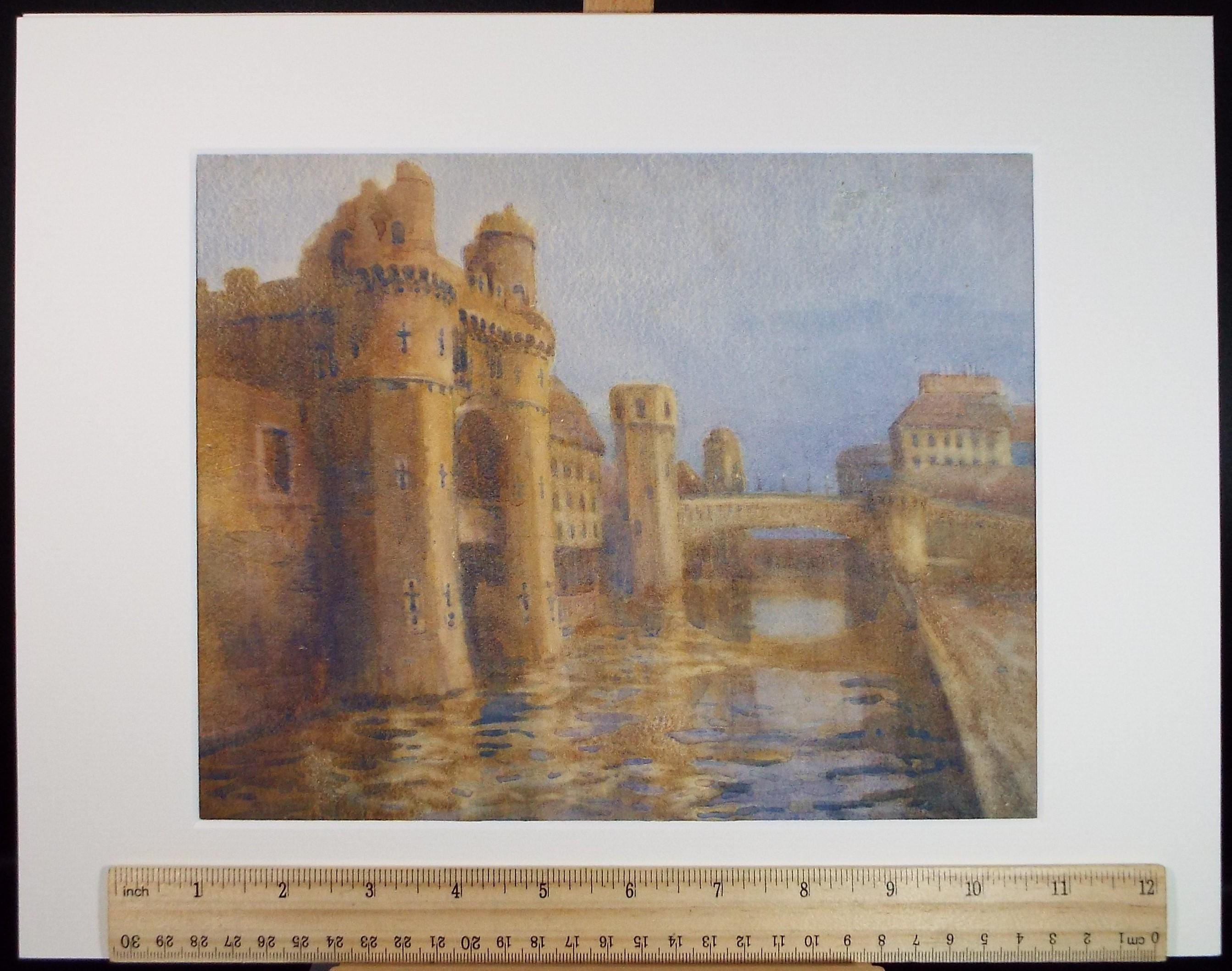 Original Watercolour, 'The Castle Moat', Artist Unknown, circa 1900