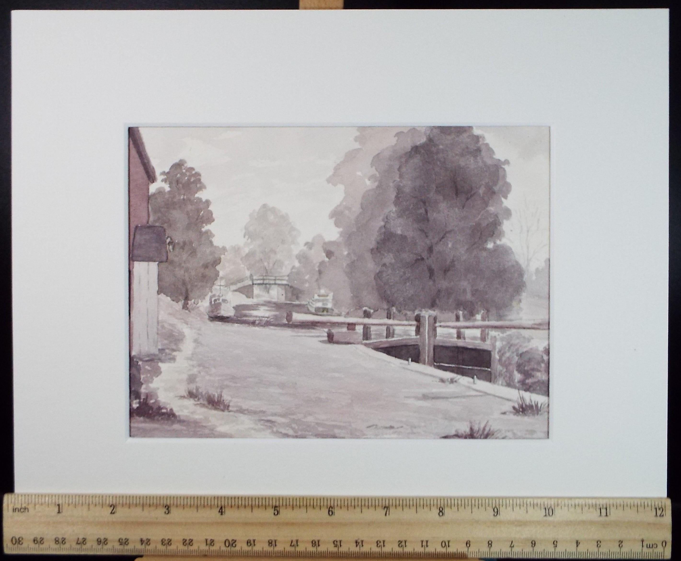 Original Watercolour, 'Canal Lock', 1975, M Saliba