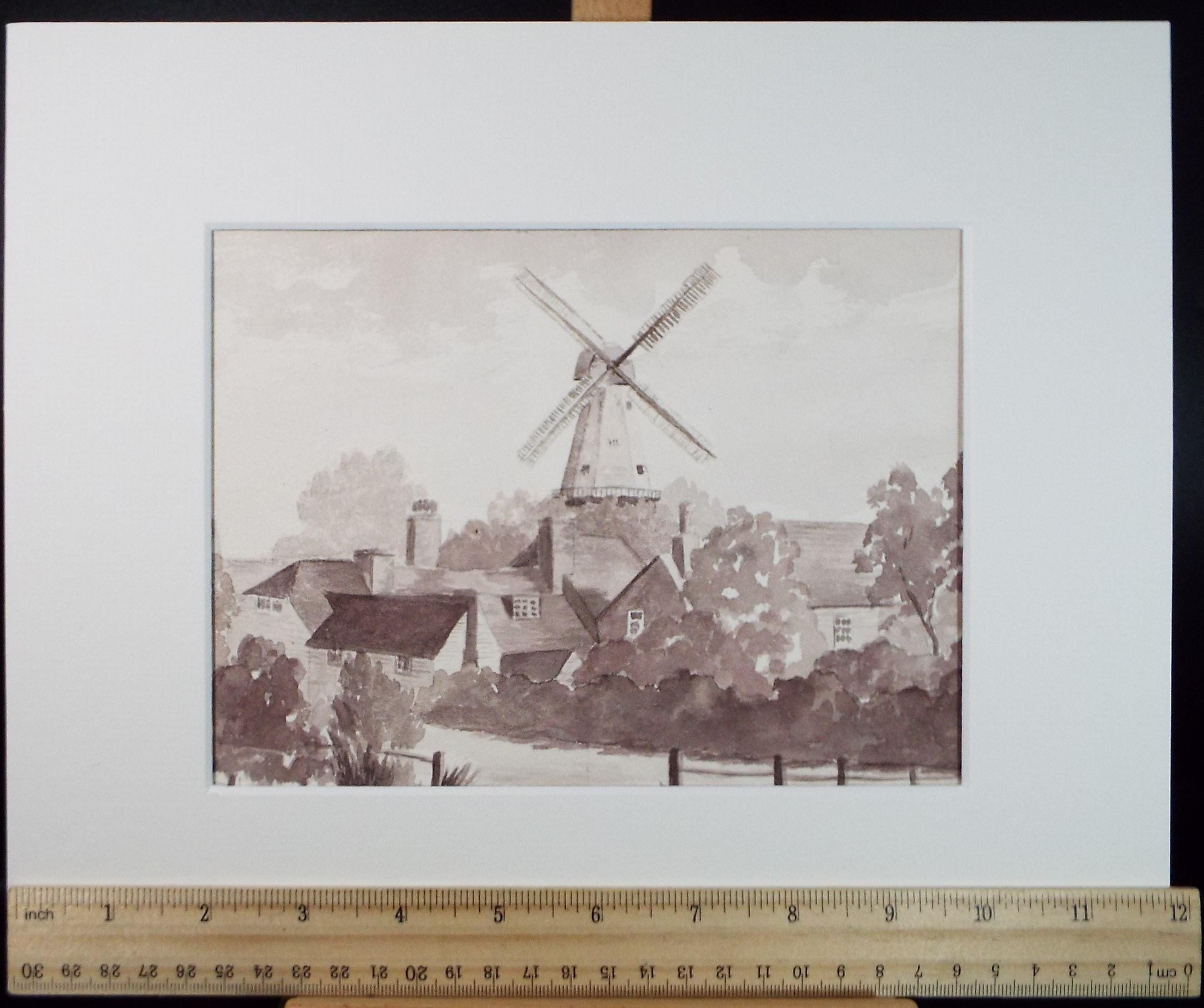 Original Watercolour Drawing, 'Windmill at Cranbrook', Dated 1975, M Saliba