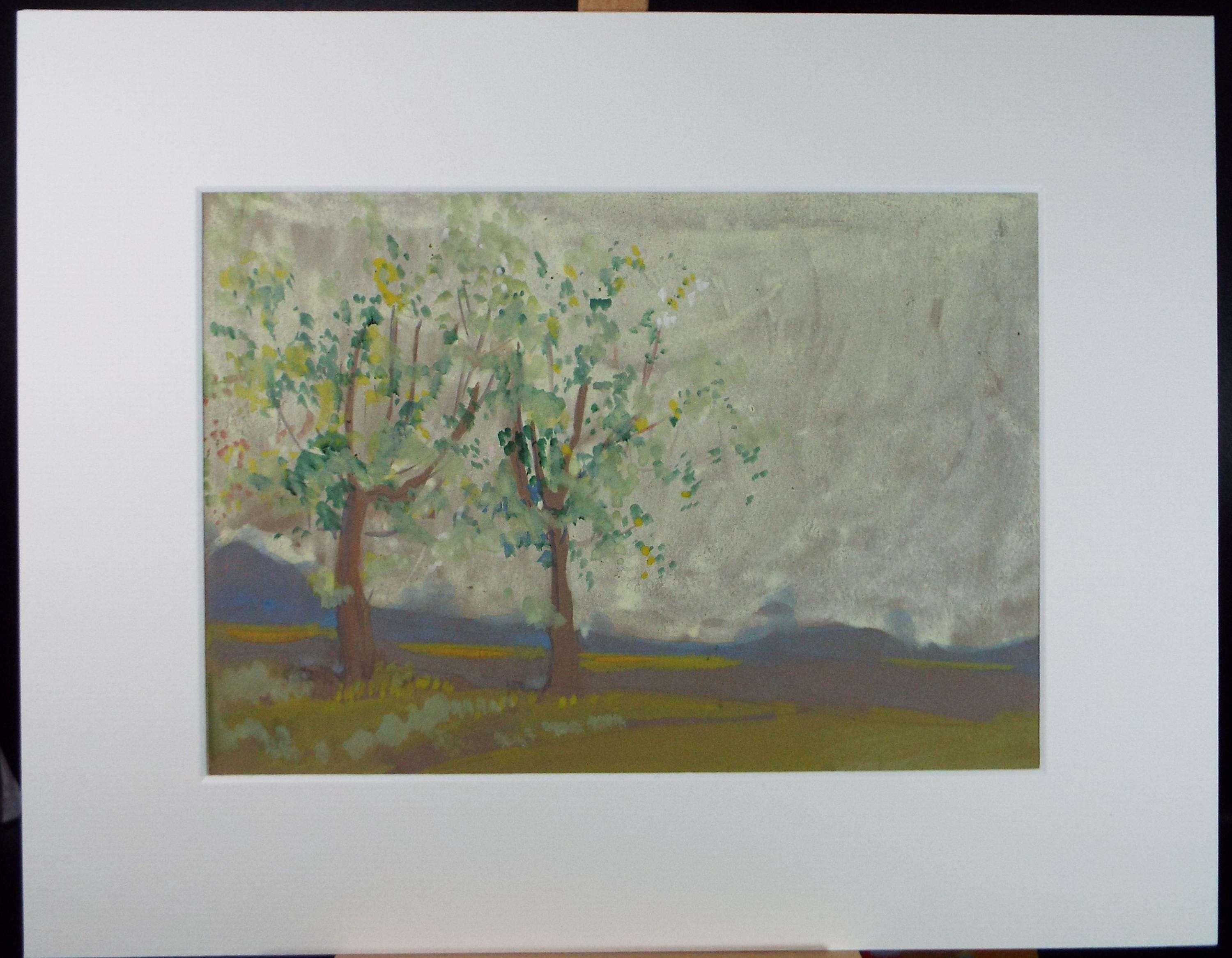 Original Watercolour on Paper, 'Spring Landscape', Artist Unknown, Circa 1930