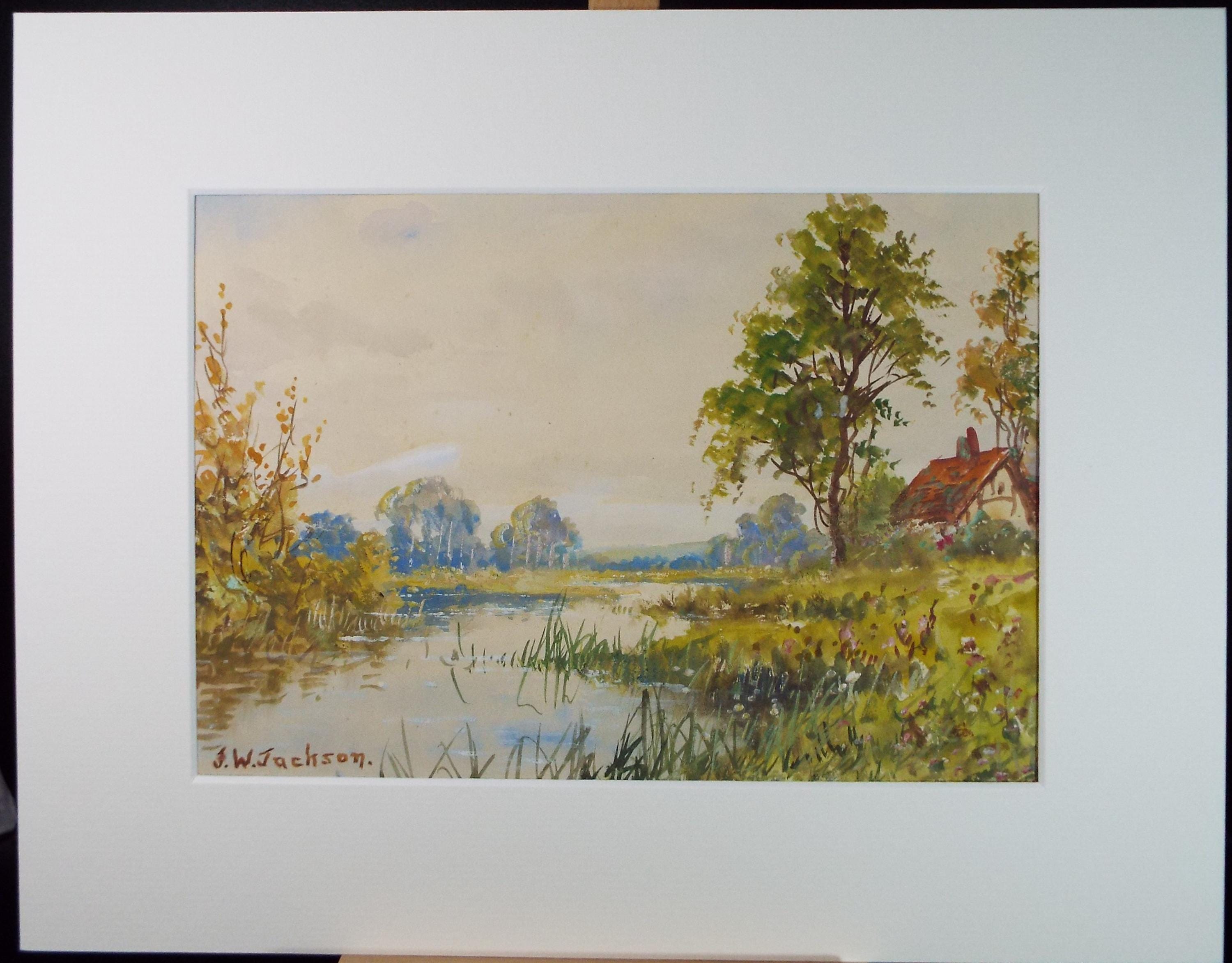 Original Watercolour, 'Cottage by the River', Dated 1912, L Totherick