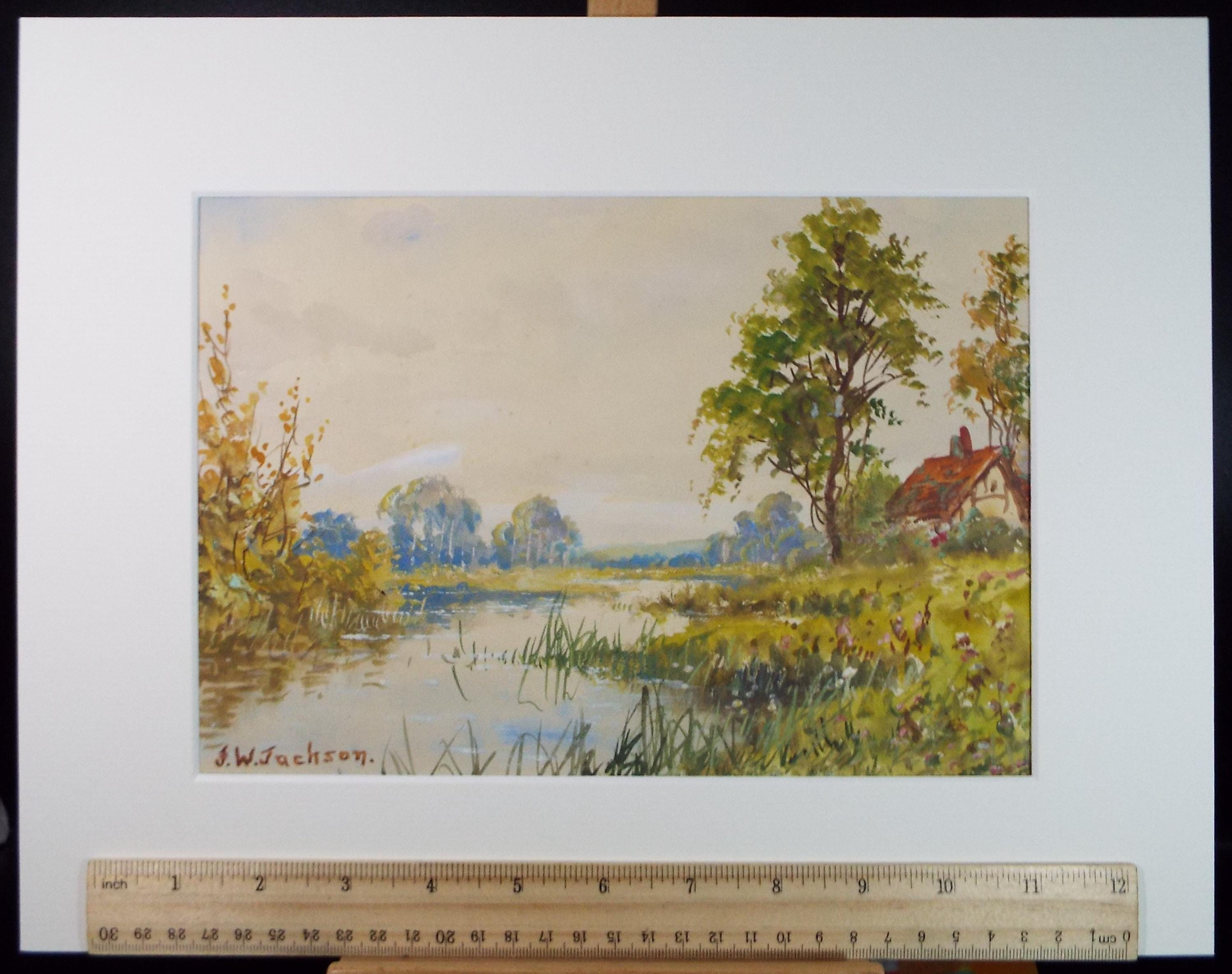 Original Watercolour, 'Cottage by the River', Dated 1912, L Totherick
