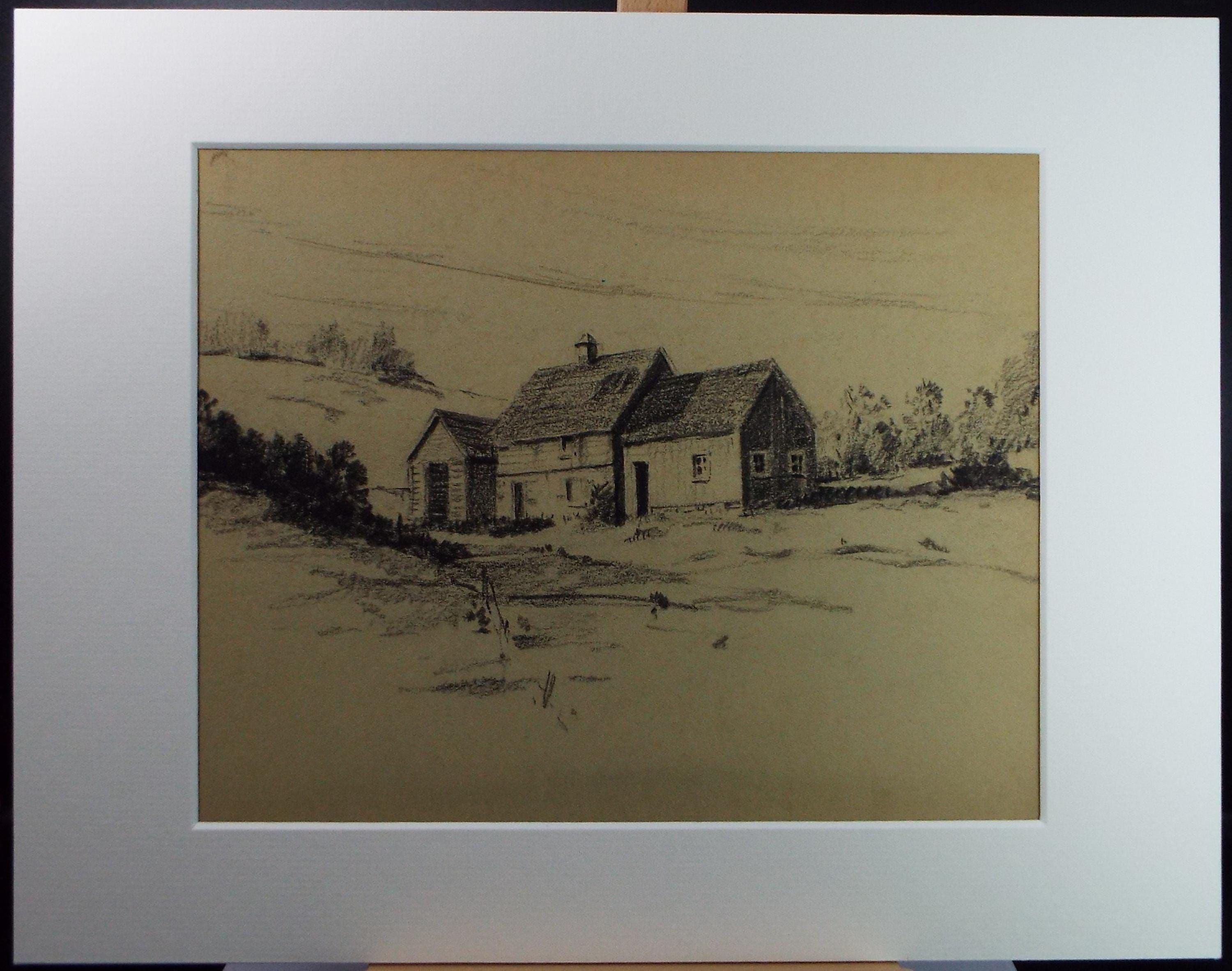 Original Pastel 'Farmstead', circa 1950's, artist Unknown