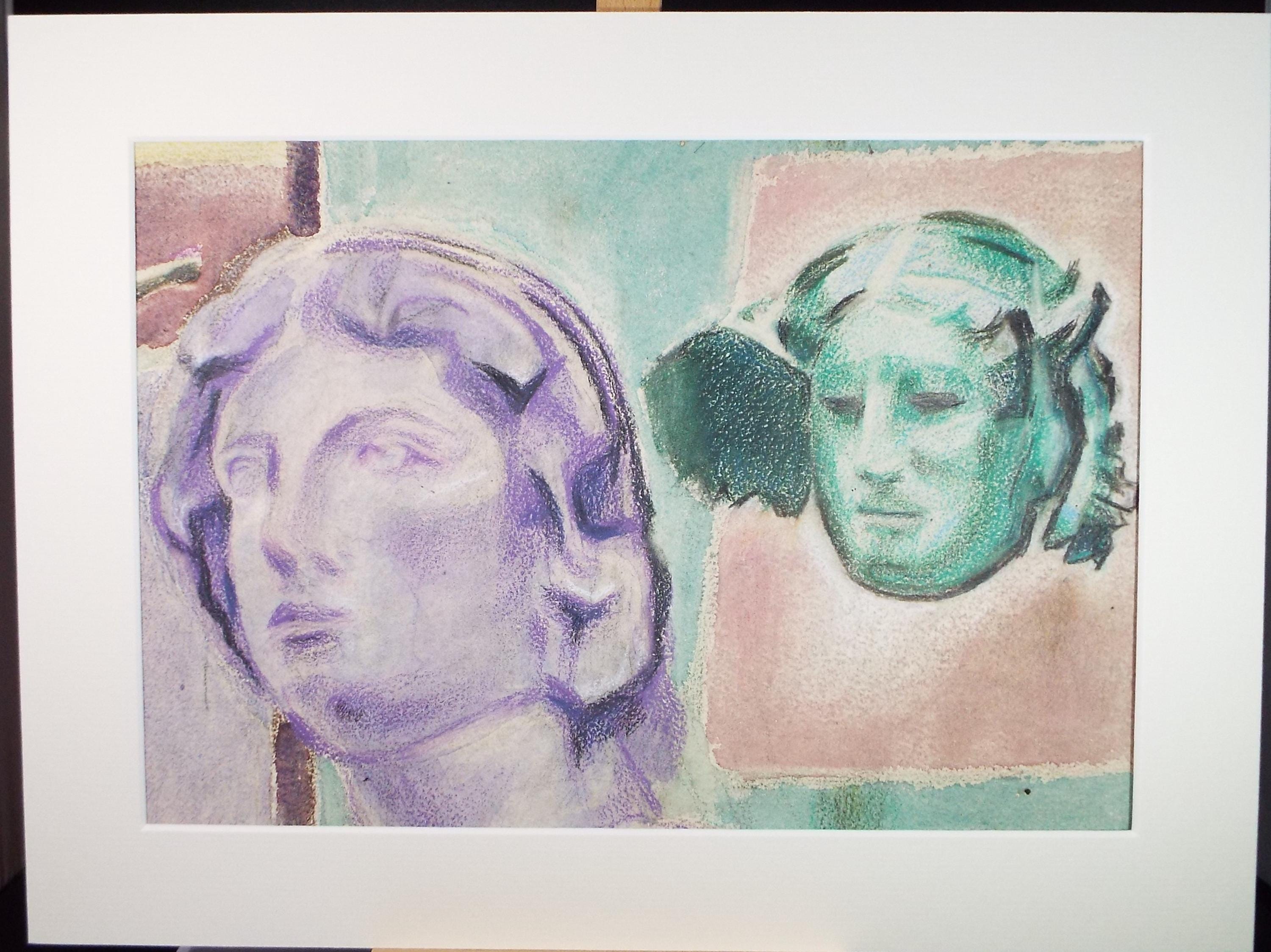 Original Pastel & Gouache, 'Head Studies', James Wood (1889-1975), Circa 1950's