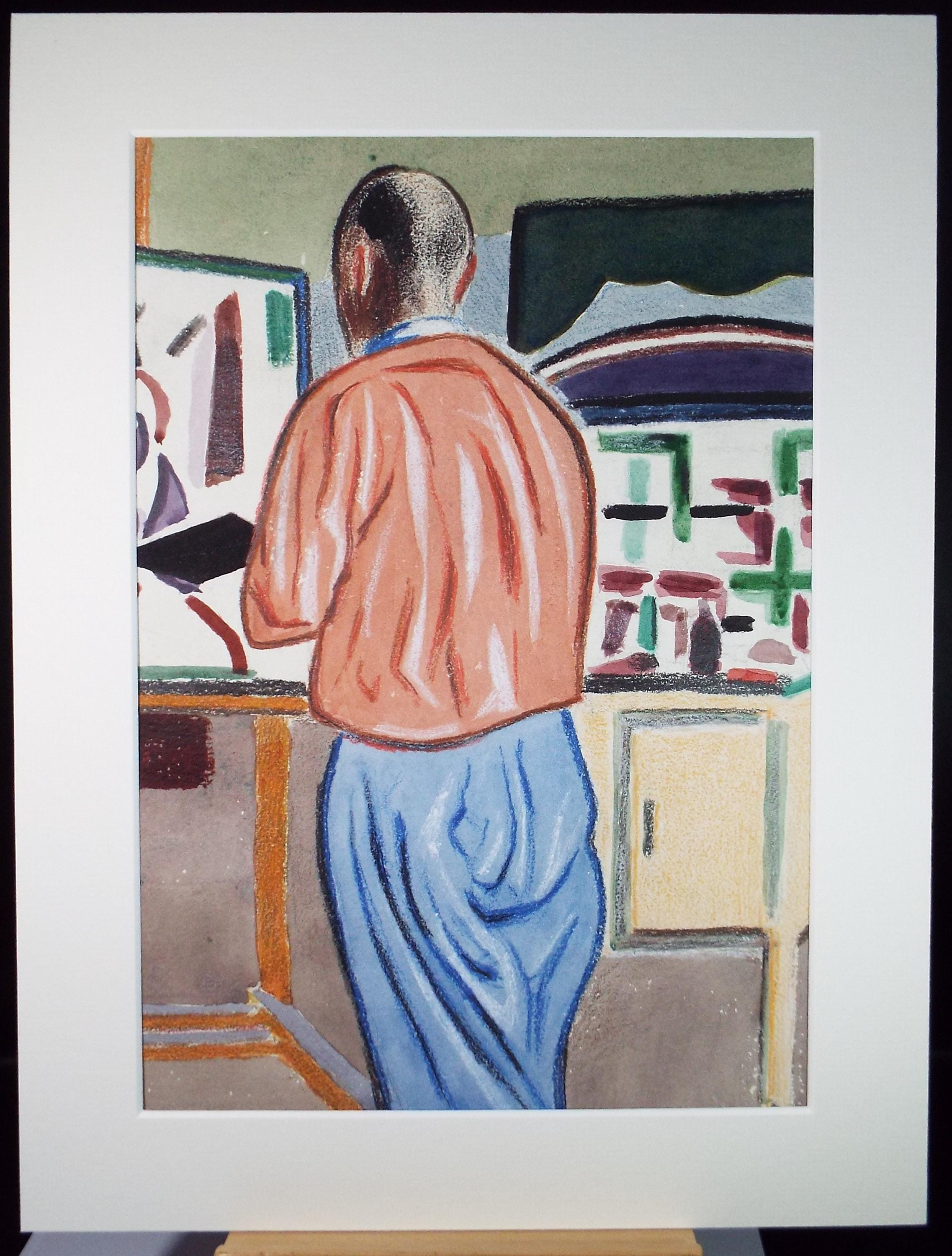 Original Gouache & Pastel ,'Standing Figure', James Wood (1889-1975), 1950's