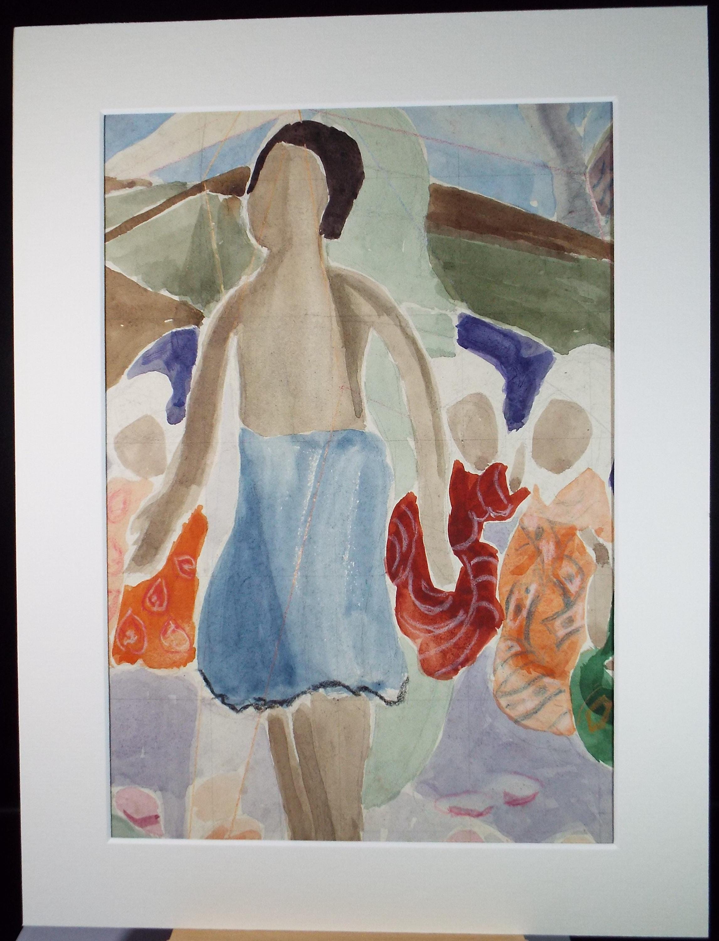 Original Gouache, 'Standing Figure', James Wood (1889-1975), 1950's