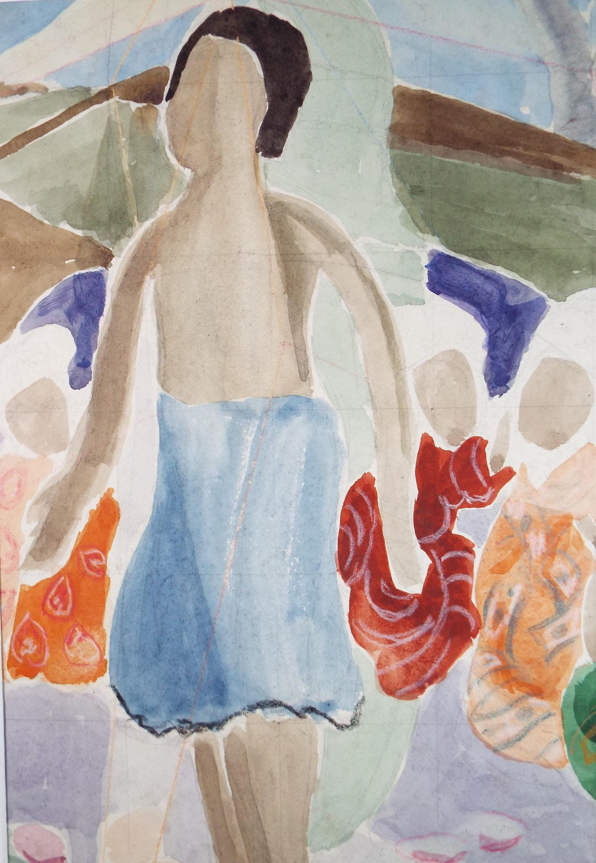 Original Gouache, 'Standing Figure', James Wood (1889-1975), 1950's