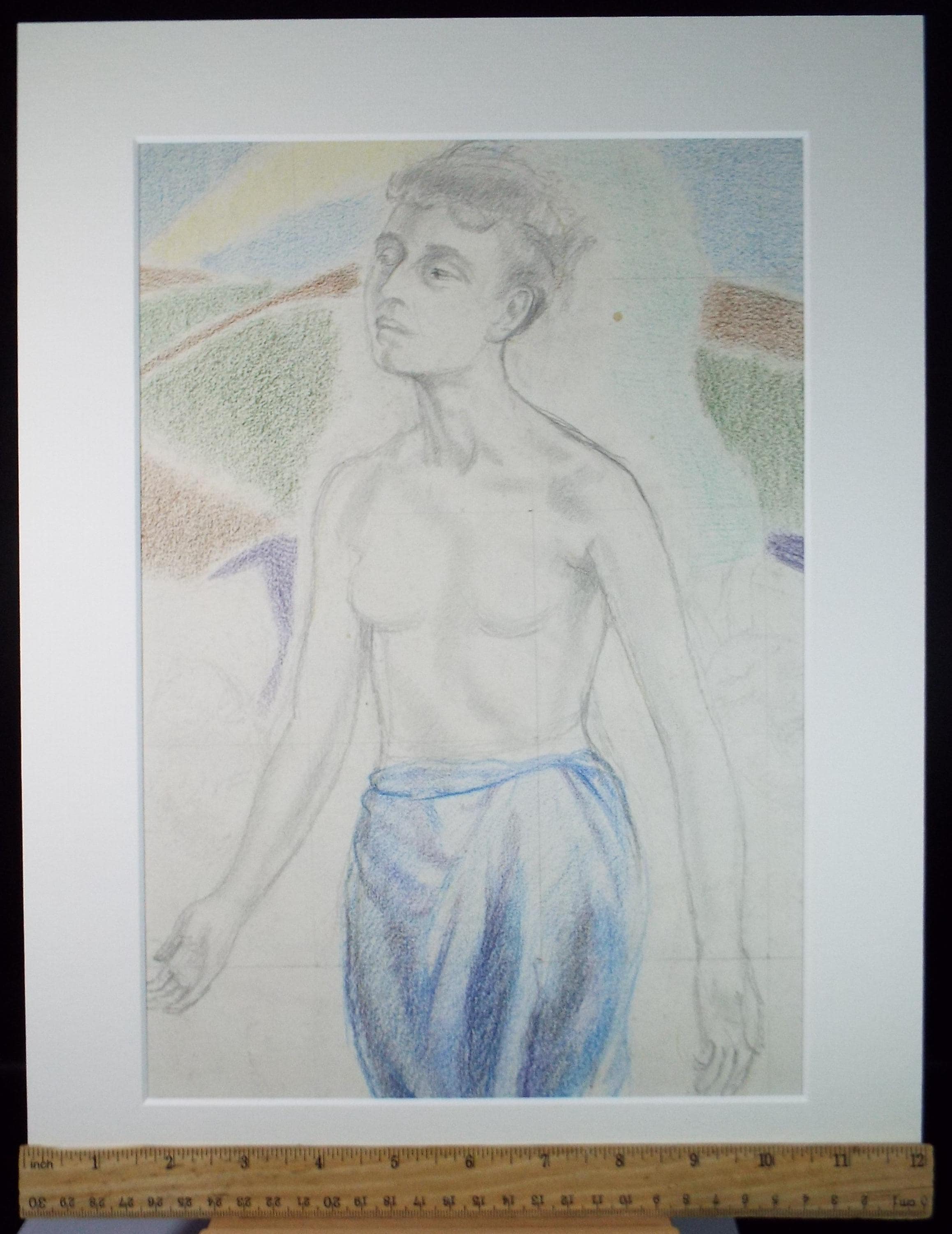 Original Pastel drawing, 'Standing Figure', James Wood (1889-1975), Circa 1950's