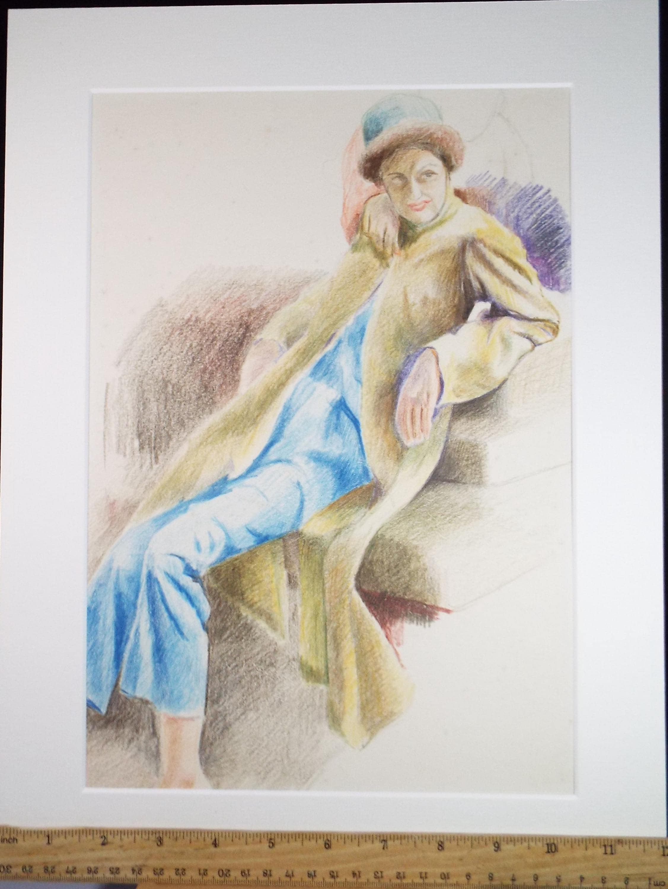 Original Pastel drawing, 'Seated Figure', James Wood (1889-1975), Circa 1950's