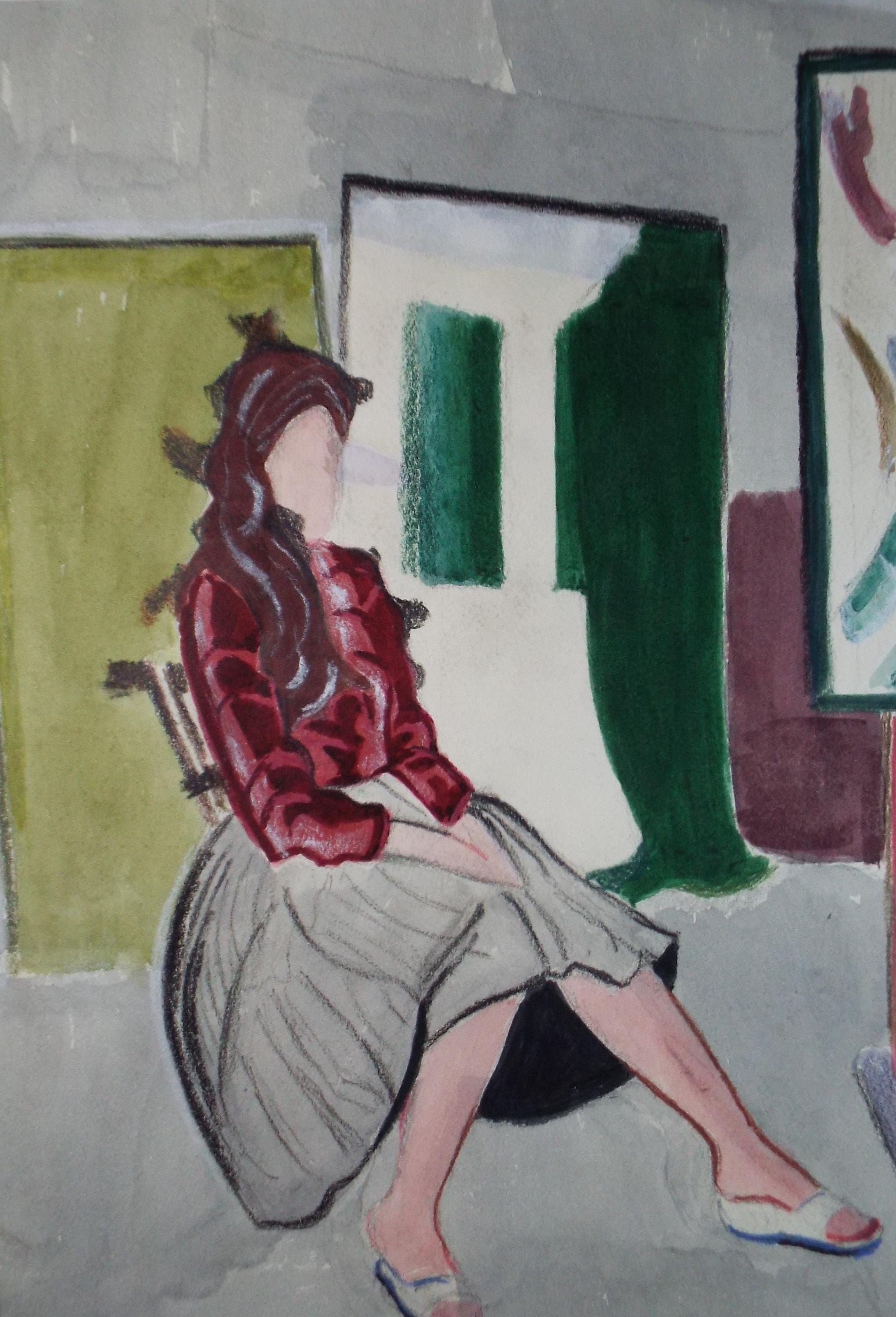 Original Gouache & Pastel ,'Seated Figure', James Wood (1889-1975), 1950's