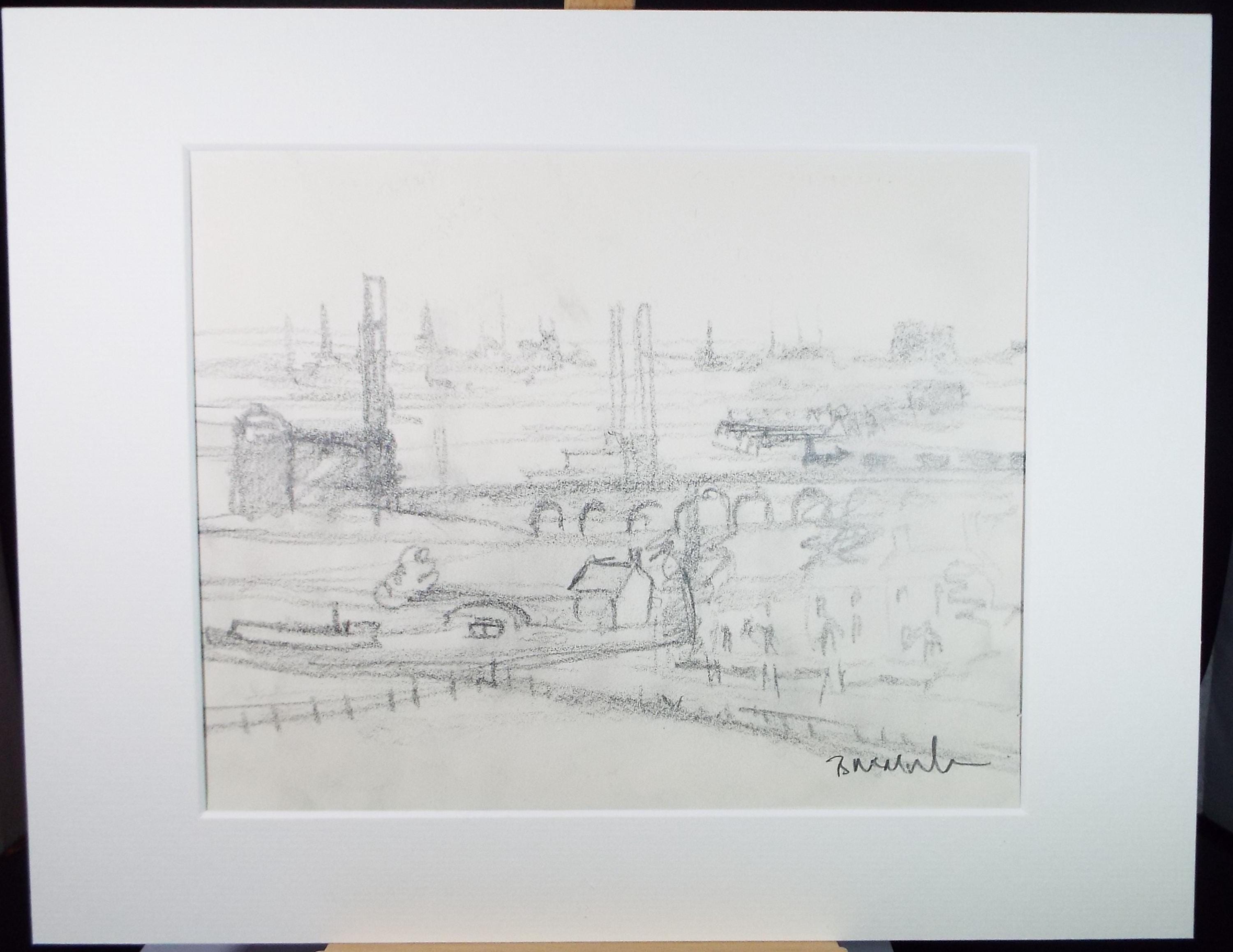 Original Pencil Drawing, 'Northern industrial Scene', Bernard McMullen(British, 1952-2015), Circa 1990's