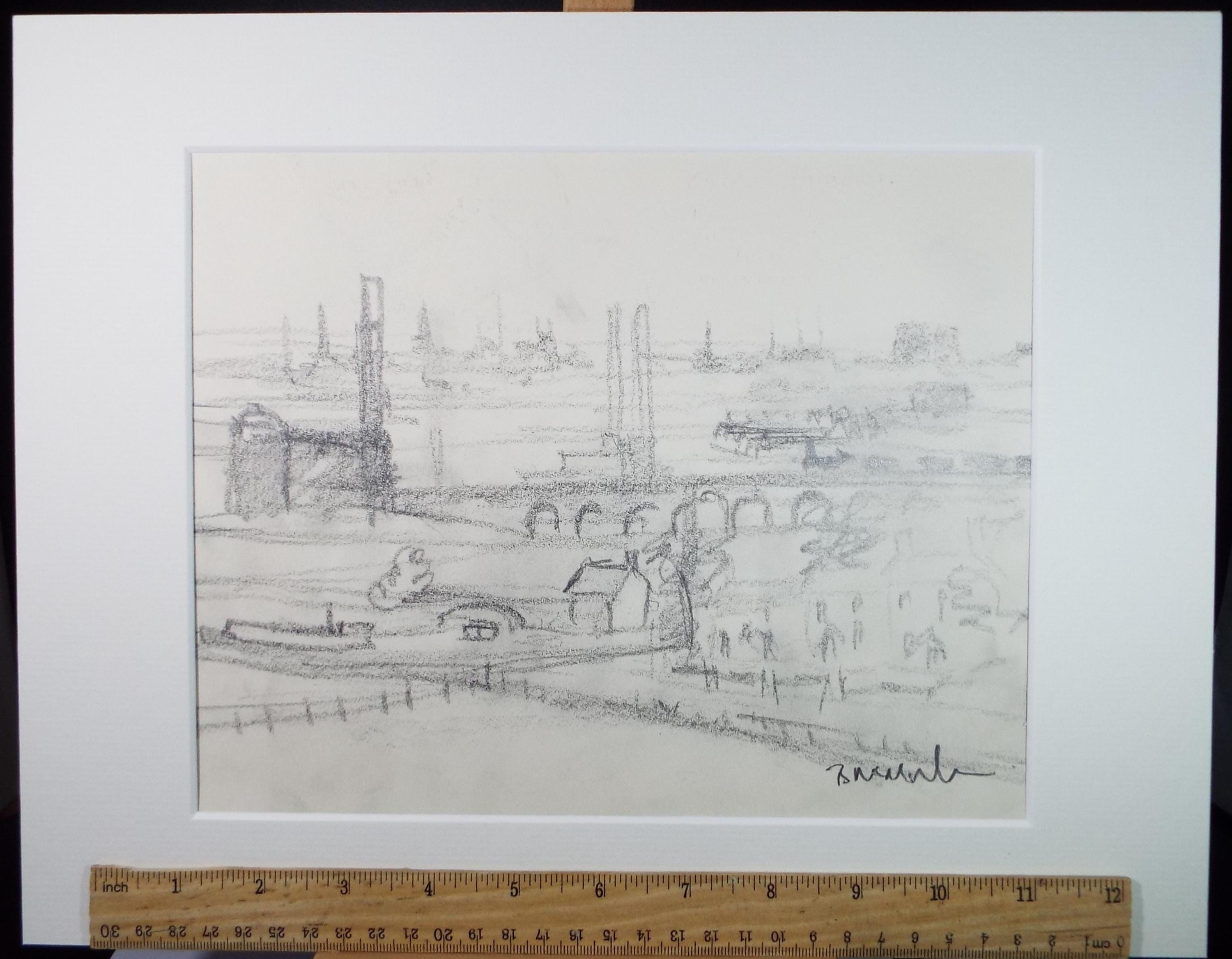 Original Pencil Drawing, 'Northern industrial Scene', Bernard McMullen(British, 1952-2015), Circa 1990's