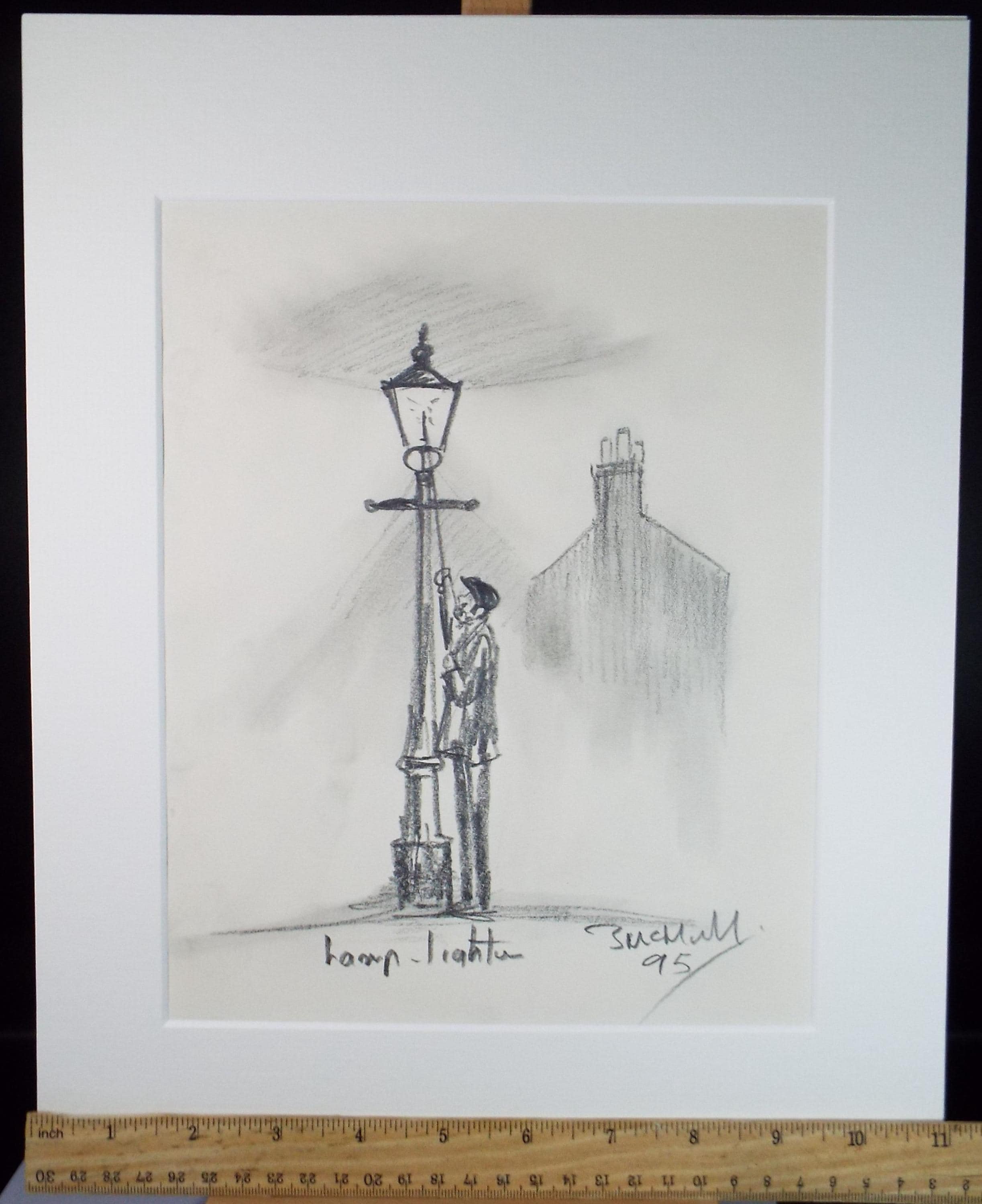 Original Pencil Drawing, 'Lamp Lighter', Bernard McMullen (British, 1952-2015), Circa 1990's