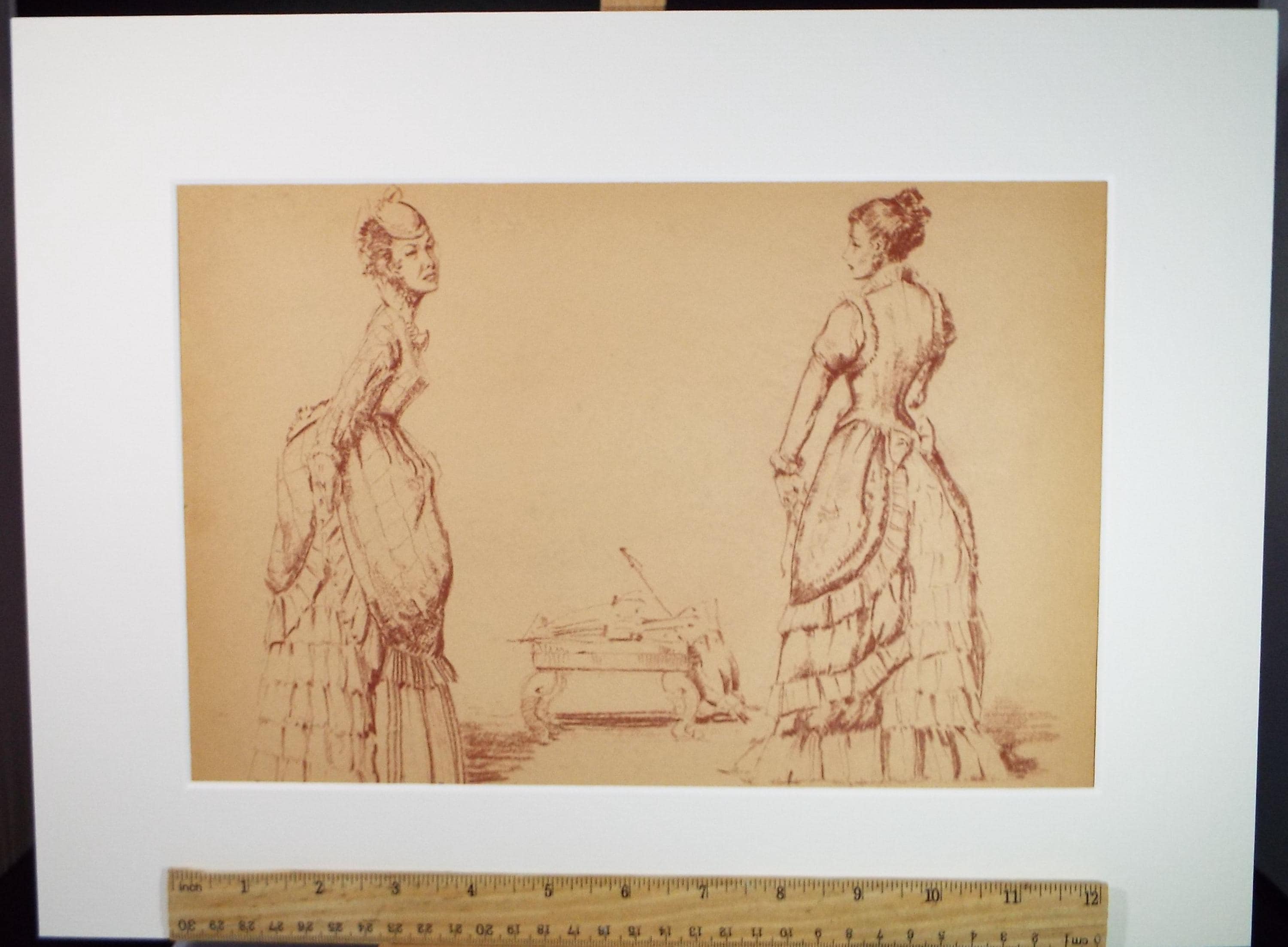 Original Pastel Drawing, 'Victorian Woman Study', Artist Unknown, Circa 1950's