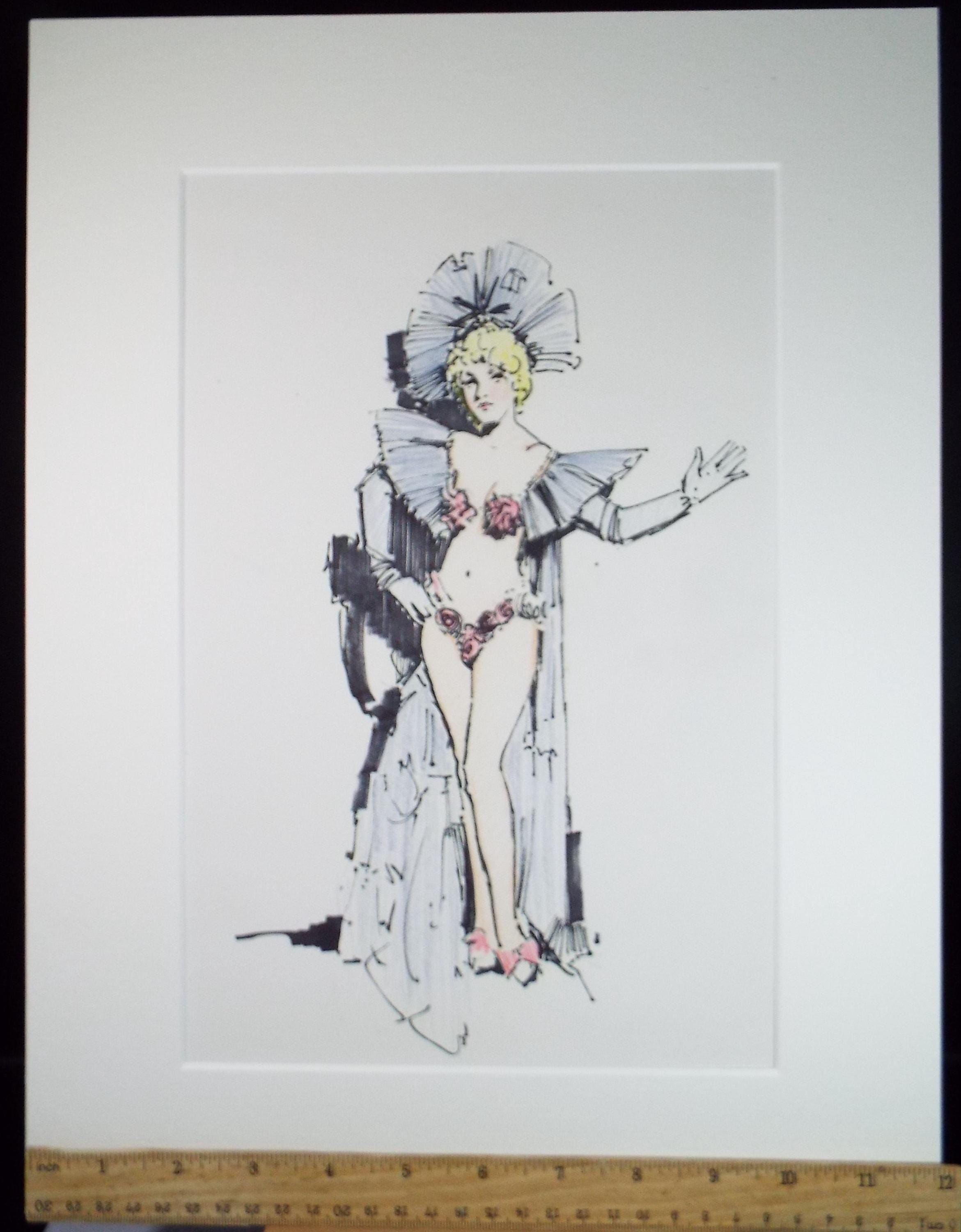 Felt Pen & Pencil, 'Showgirl', Circa 1980's, Unknown artist