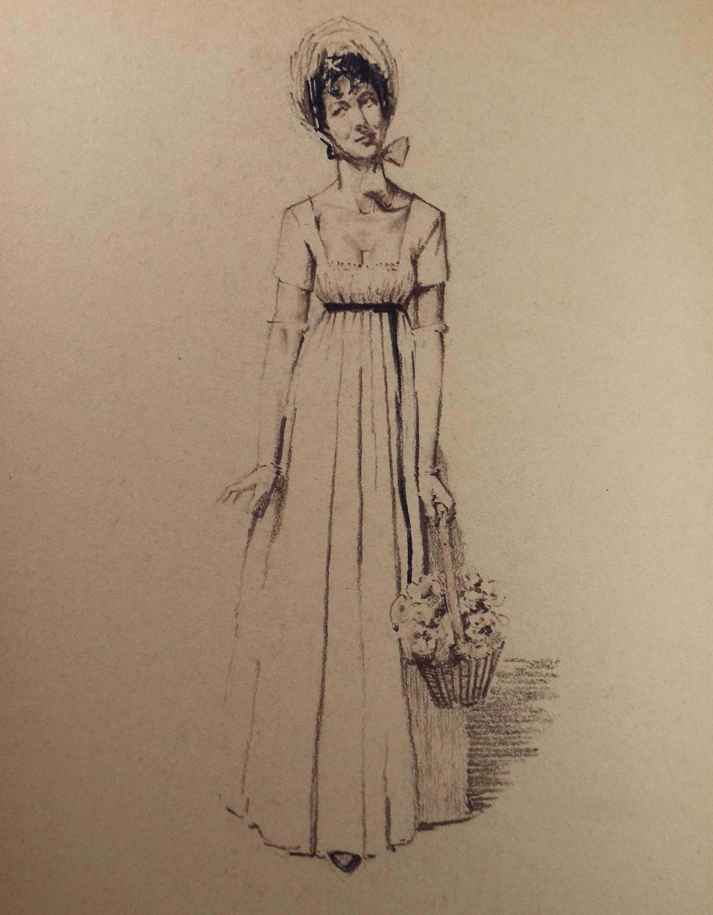 Original Pastel Drawing, 'Victorian Woman Study', Artist Unknown, Circa 1950's