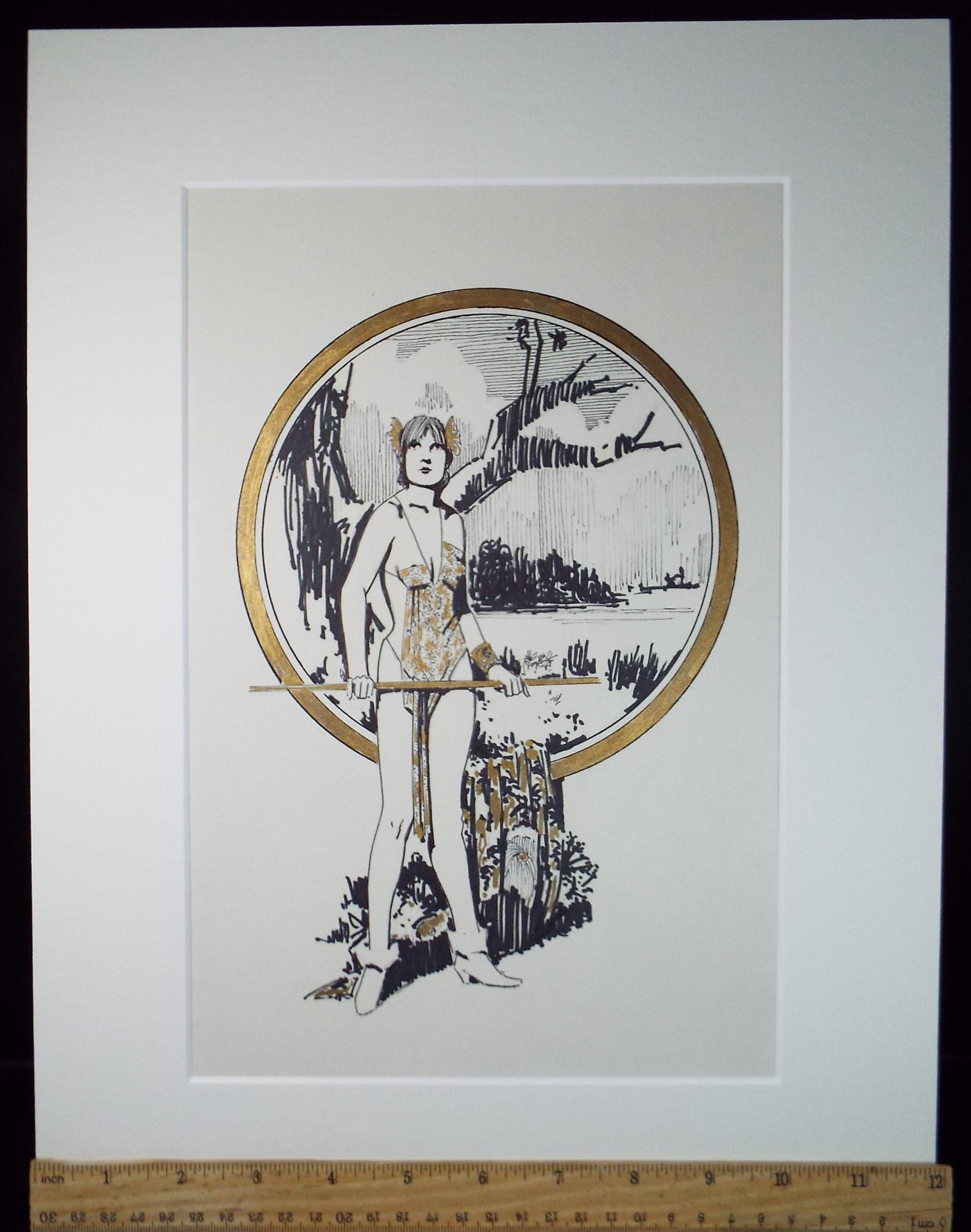 Felt Pen & Acrylic, 'Female Warrior', Circa 1980's, Unknown artist