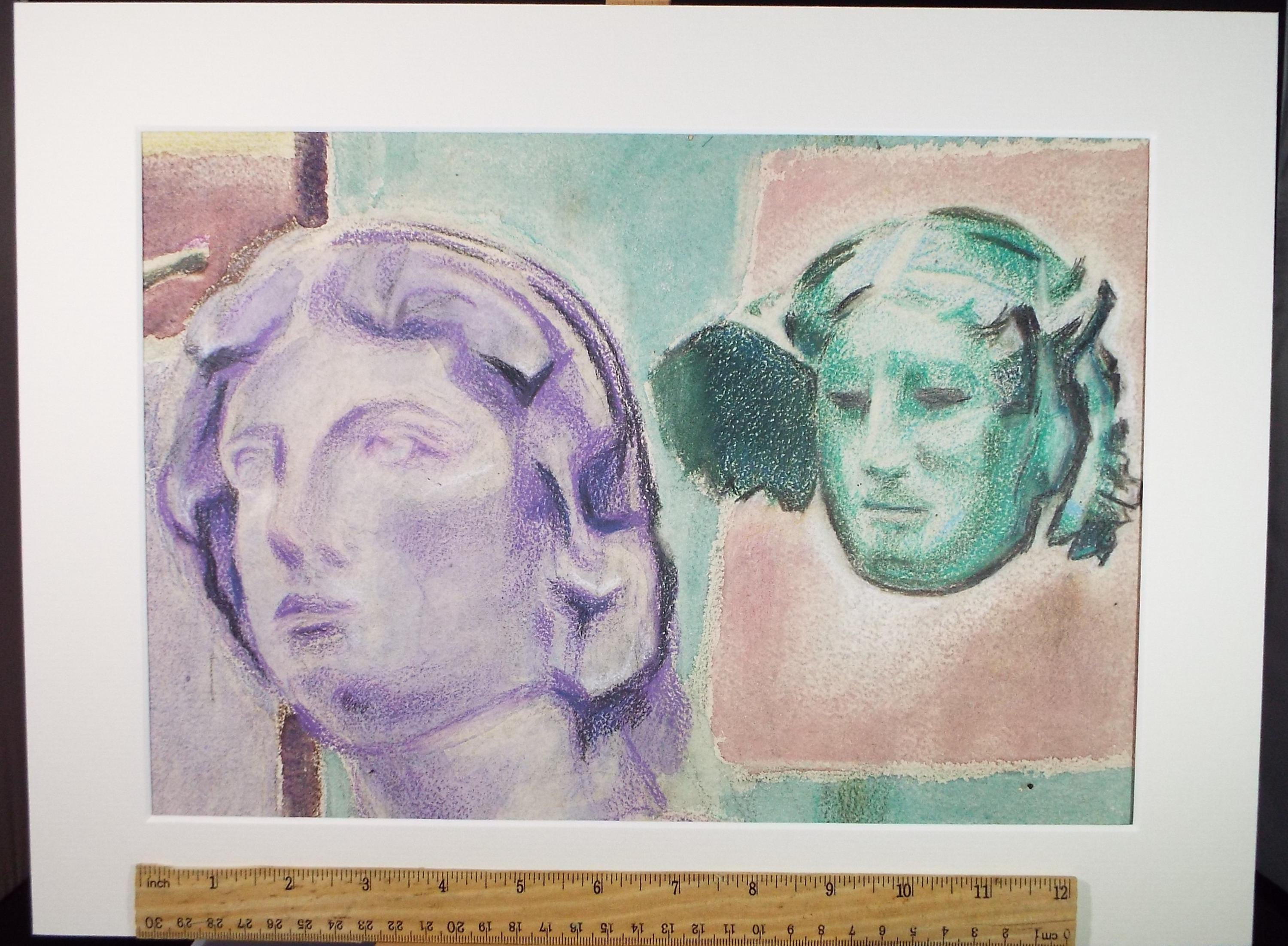 Original Pastel & Gouache, 'Head Studies', James Wood (1889-1975), Circa 1950's