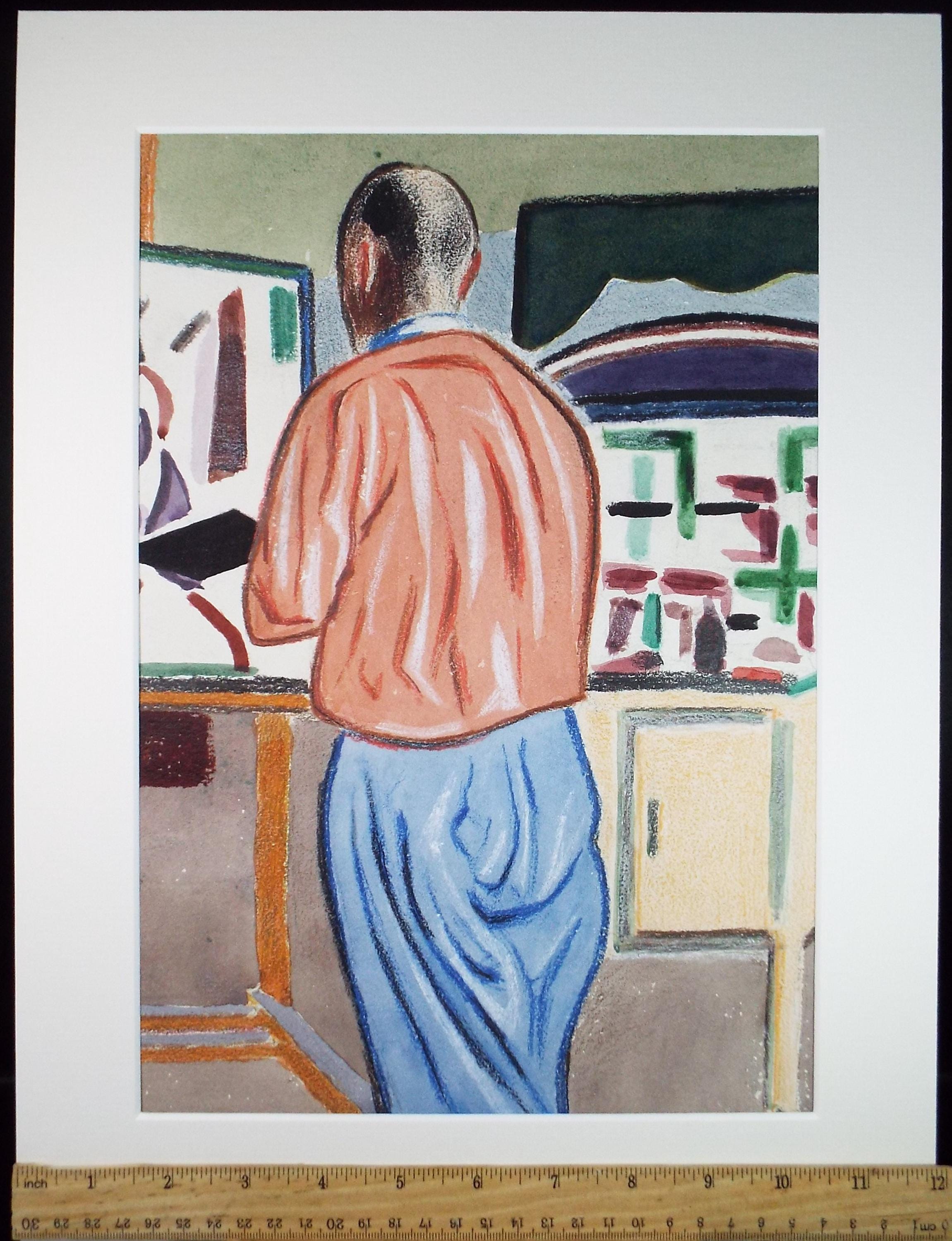 Original Gouache & Pastel ,'Standing Figure', James Wood (1889-1975), 1950's