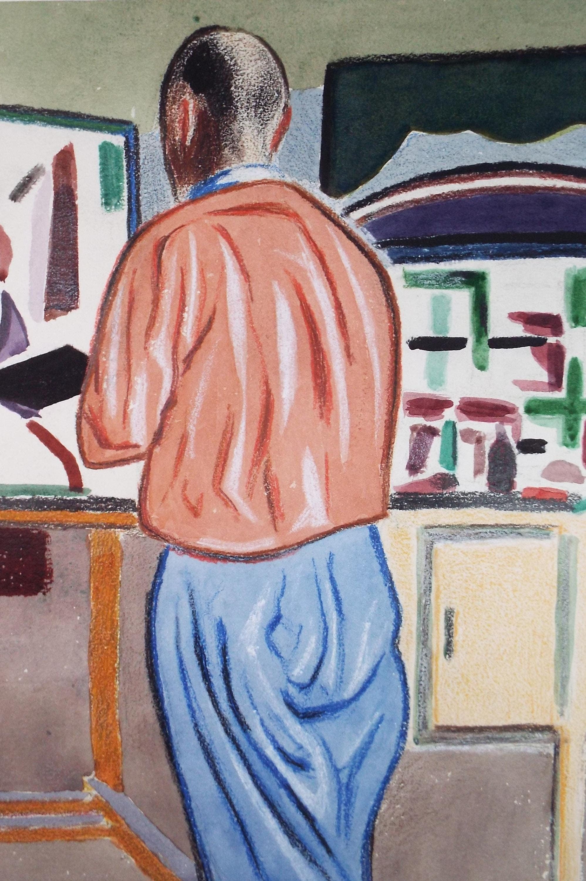 Original Gouache & Pastel ,'Standing Figure', James Wood (1889-1975), 1950's