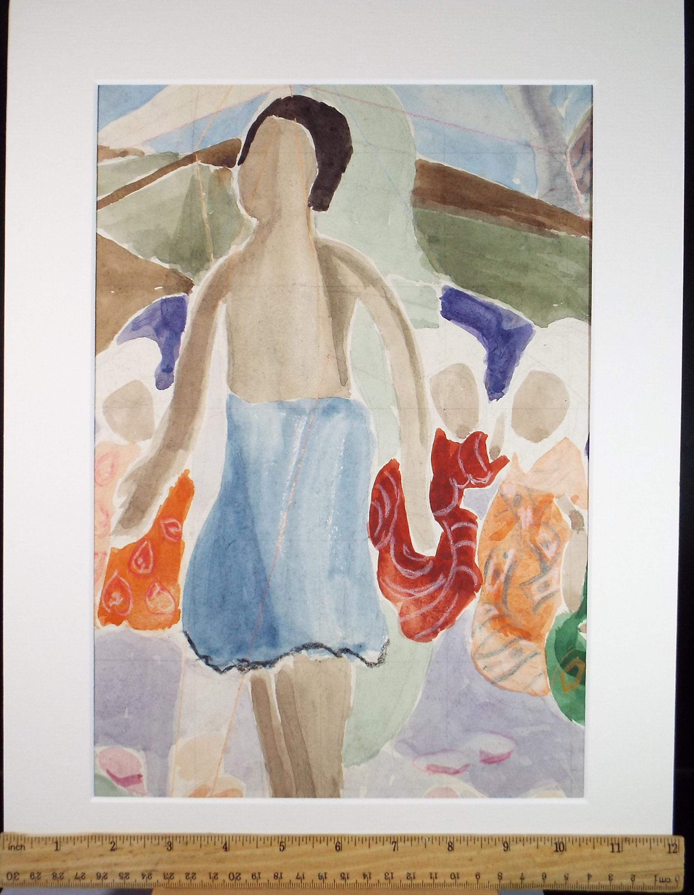 Original Gouache, 'Standing Figure', James Wood (1889-1975), 1950's