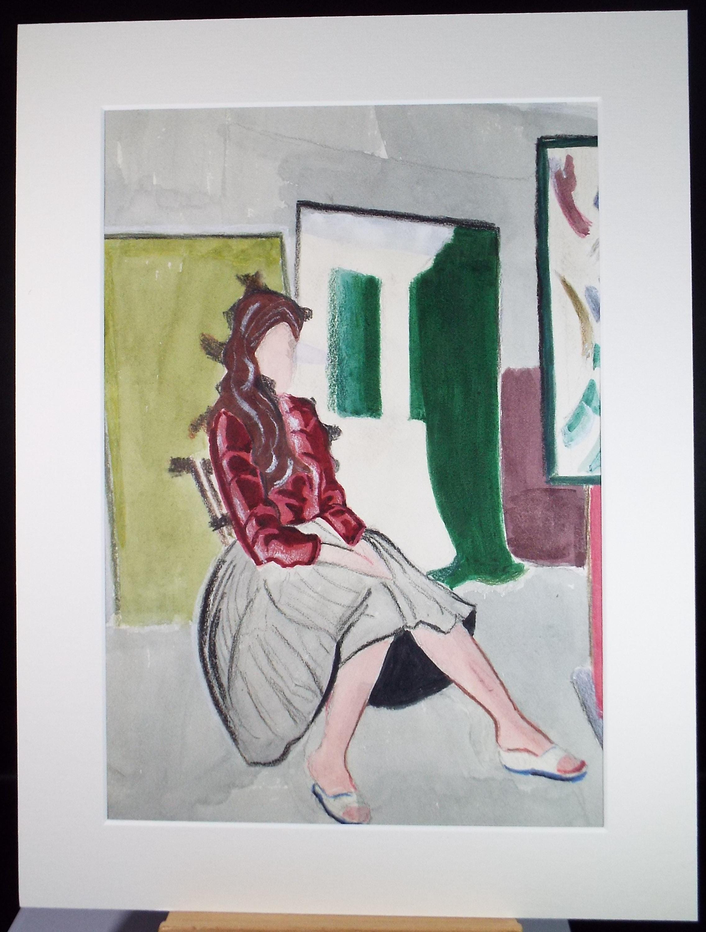 Original Gouache & Pastel ,'Seated Figure', James Wood (1889-1975), 1950's