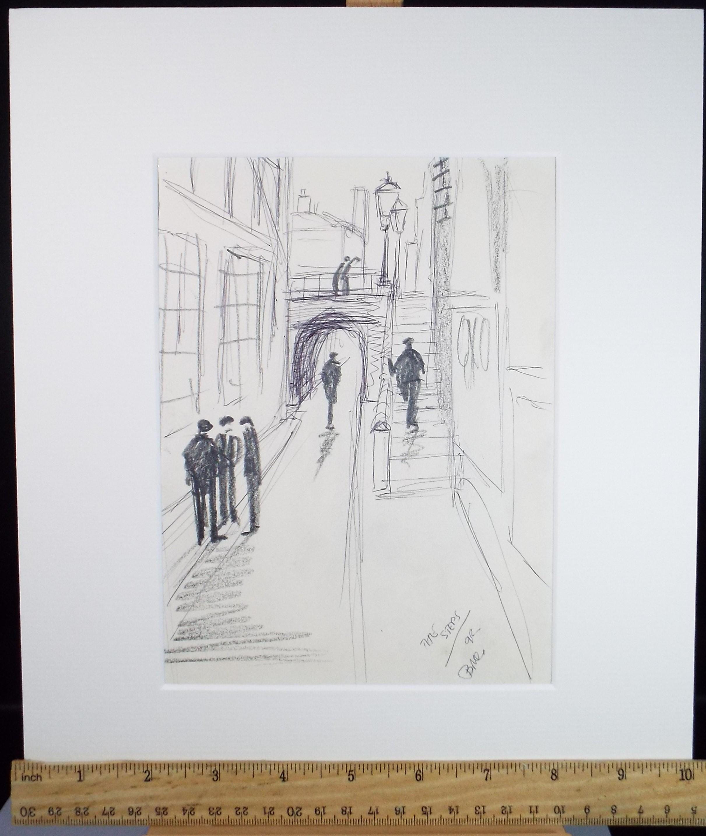 Pencil & Ink Drawing, 'On the Dole', Bernard McMullen (1952-2015)