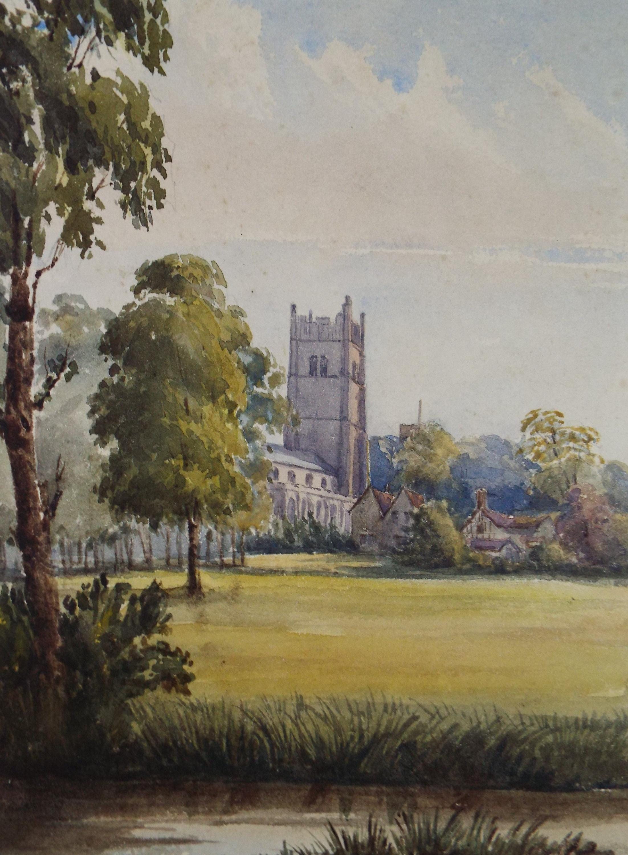 Original Watercolour, 'Church in a Landscape', Late 19th Century, unknown artist
