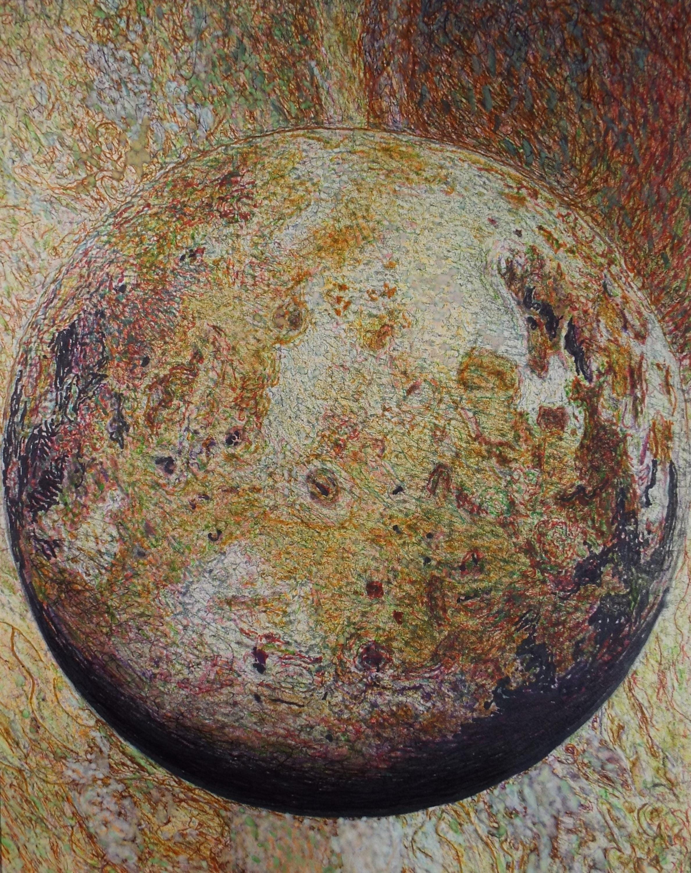 Original Watercolour & Ballpoint pen, 'Planet Study', Unknown Artist, Circa 1980's