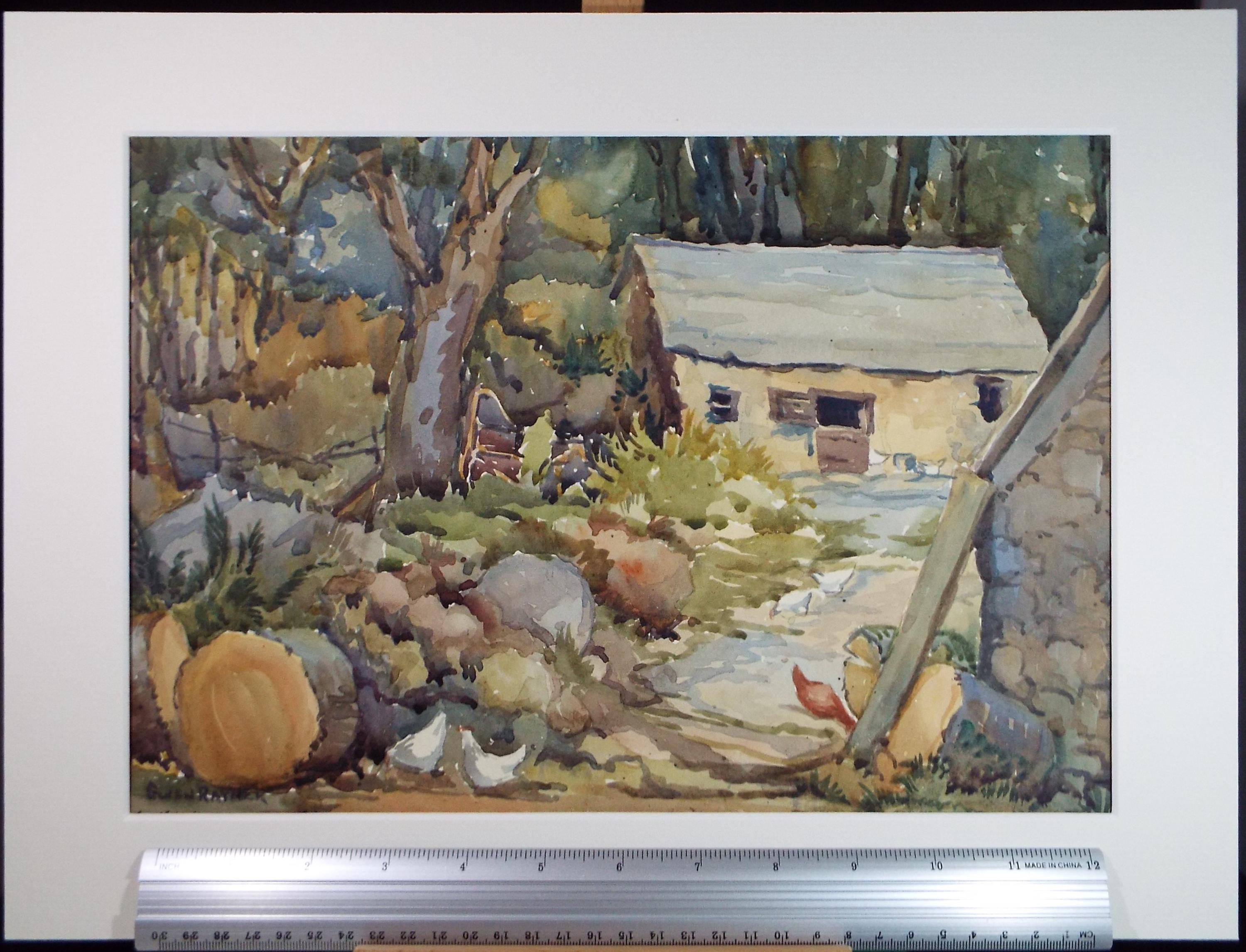 Original Watercolour, 'Workshop', Gwen Rayner, c1970's