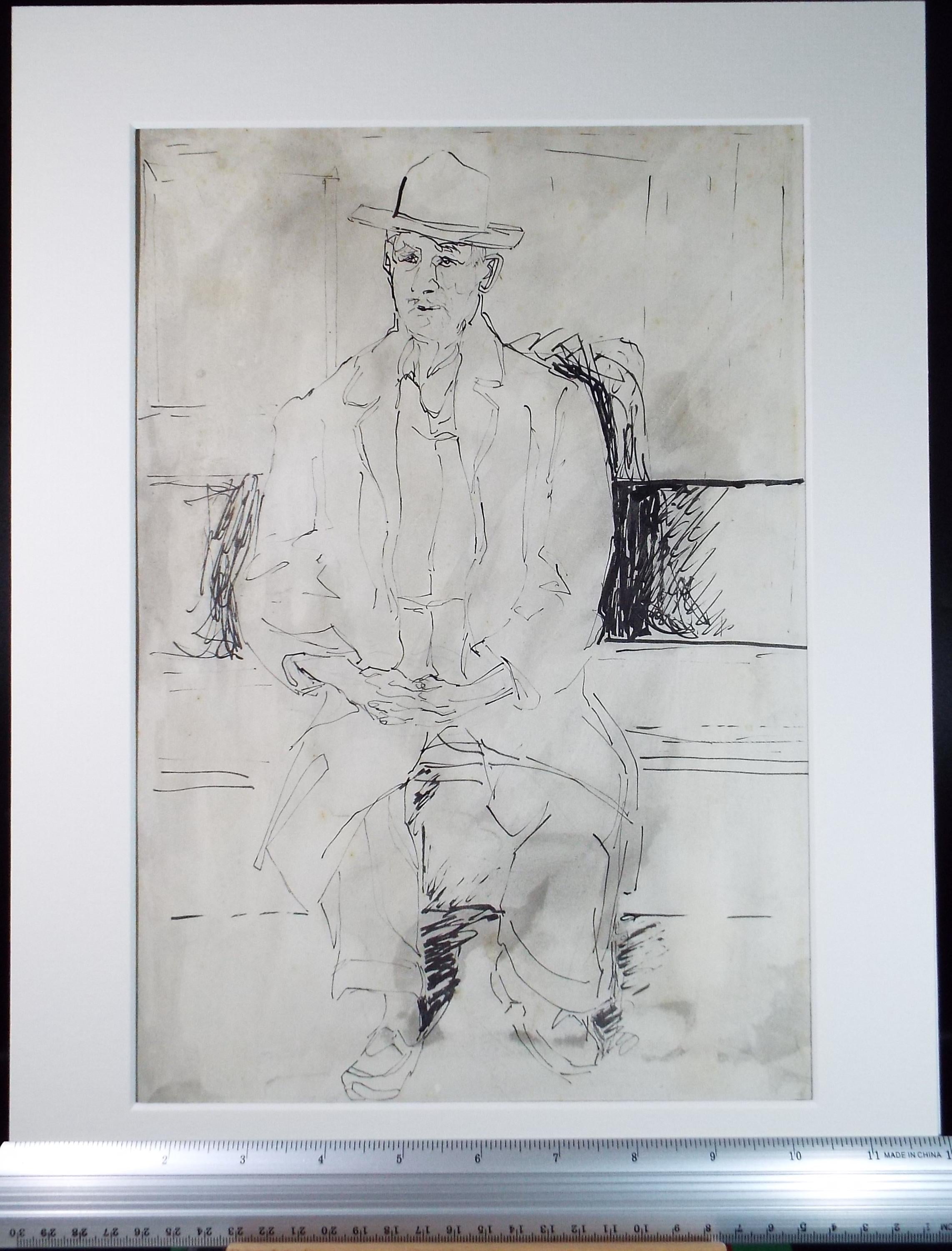 Original Ink & wash 'Seated Male Figure', Francesco Sillué (b1936), Circa 1960's
