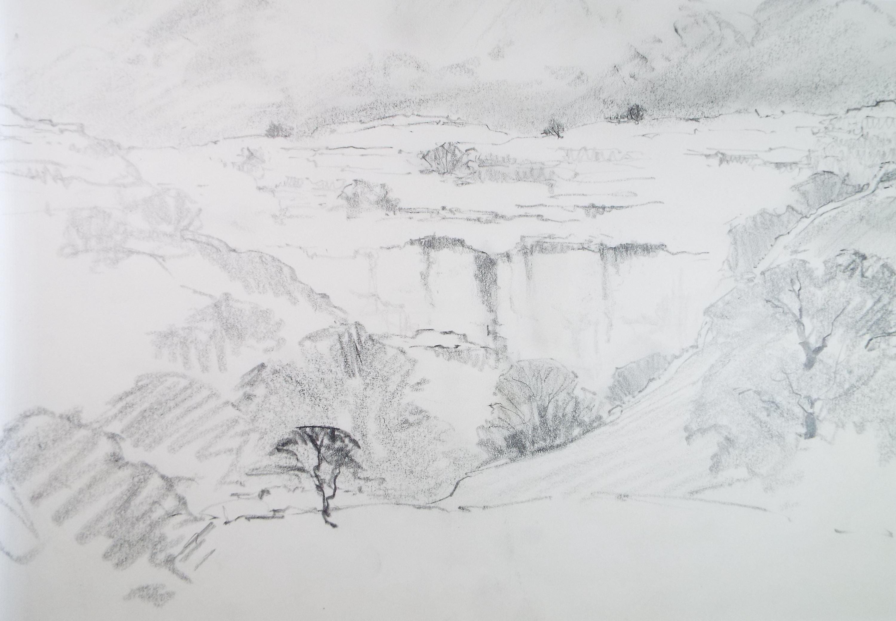 Original Pencil Drawing, 'Mallam Cove', Tom Sykes, Circa 1980's