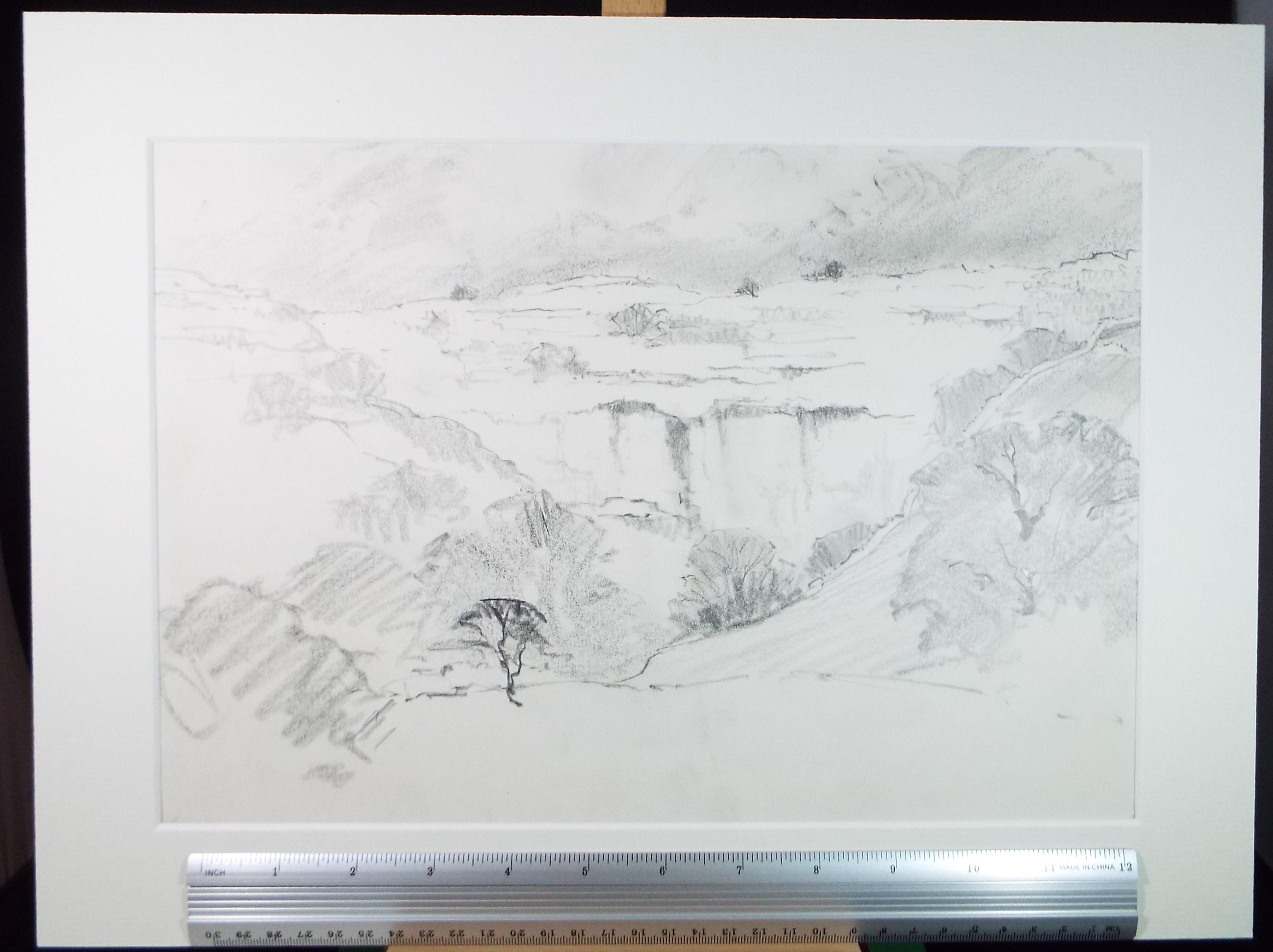 Original Pencil Drawing, 'Mallam Cove', Tom Sykes, Circa 1980's