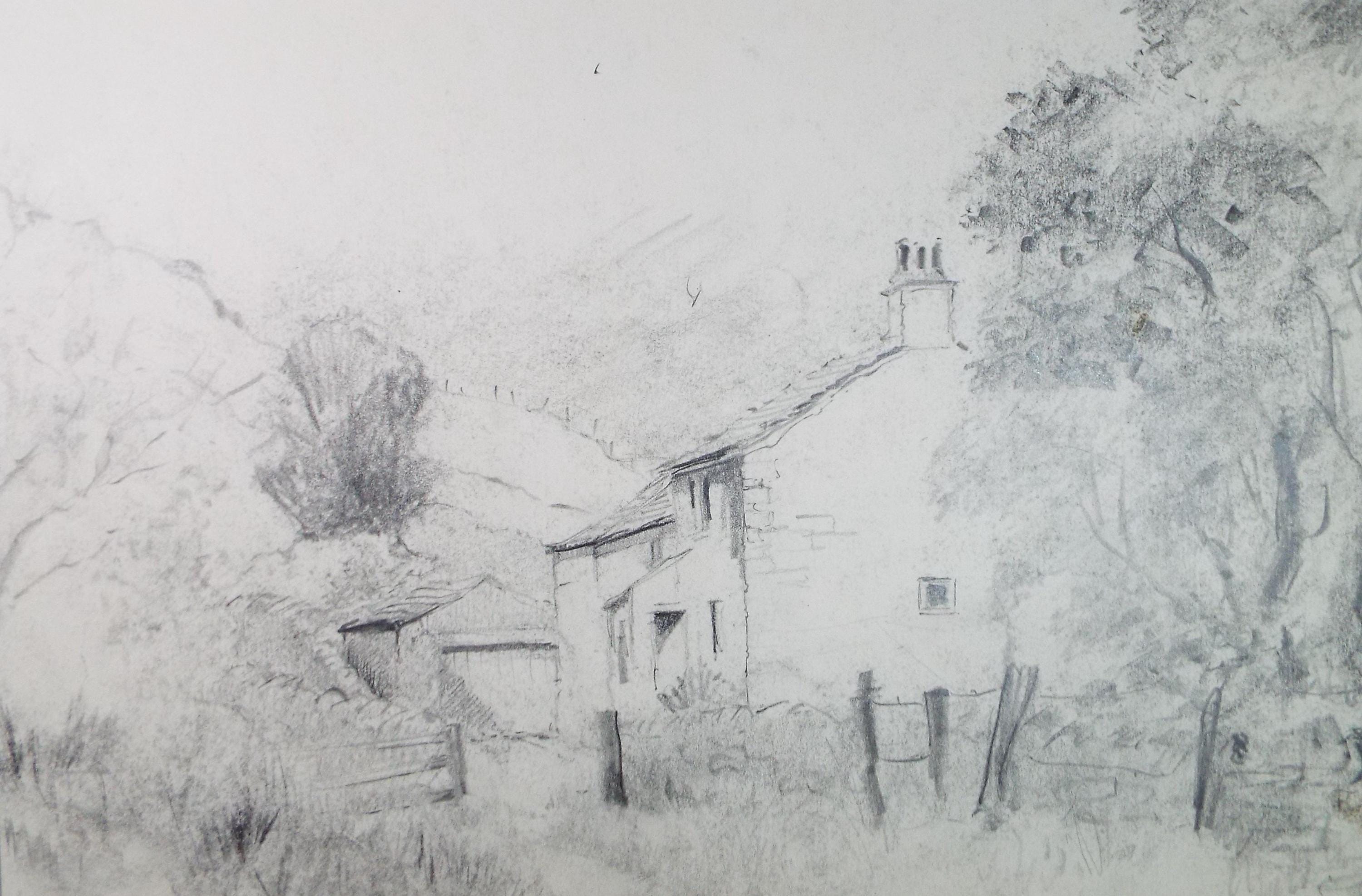 Original Pencil Drawing, 'Low Snowdon', Tom Sykes, Circa 1980's